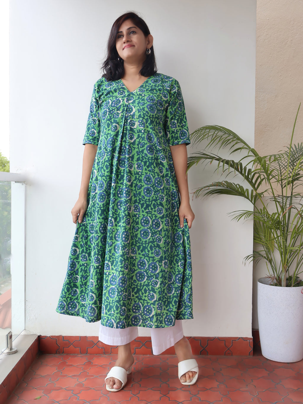 Green Muse Dabu Hand Block Cotton Kurta