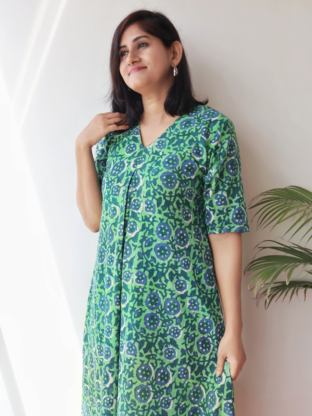 Green Muse Dabu Hand Block Cotton Kurta