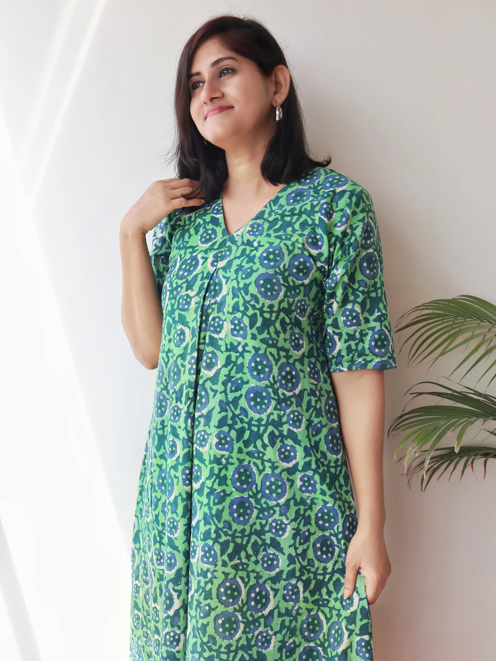 Green Muse Dabu Hand Block Cotton Kurta