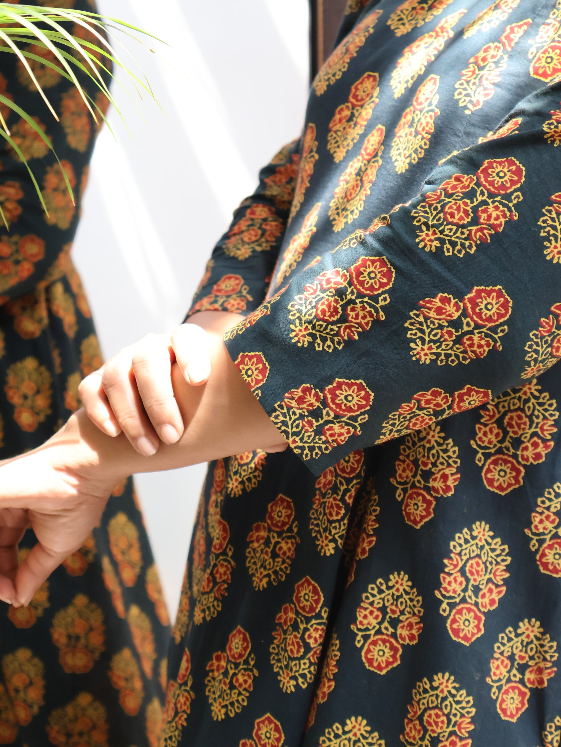 Green Ajrakh Cotton Hand Block Print Kurta