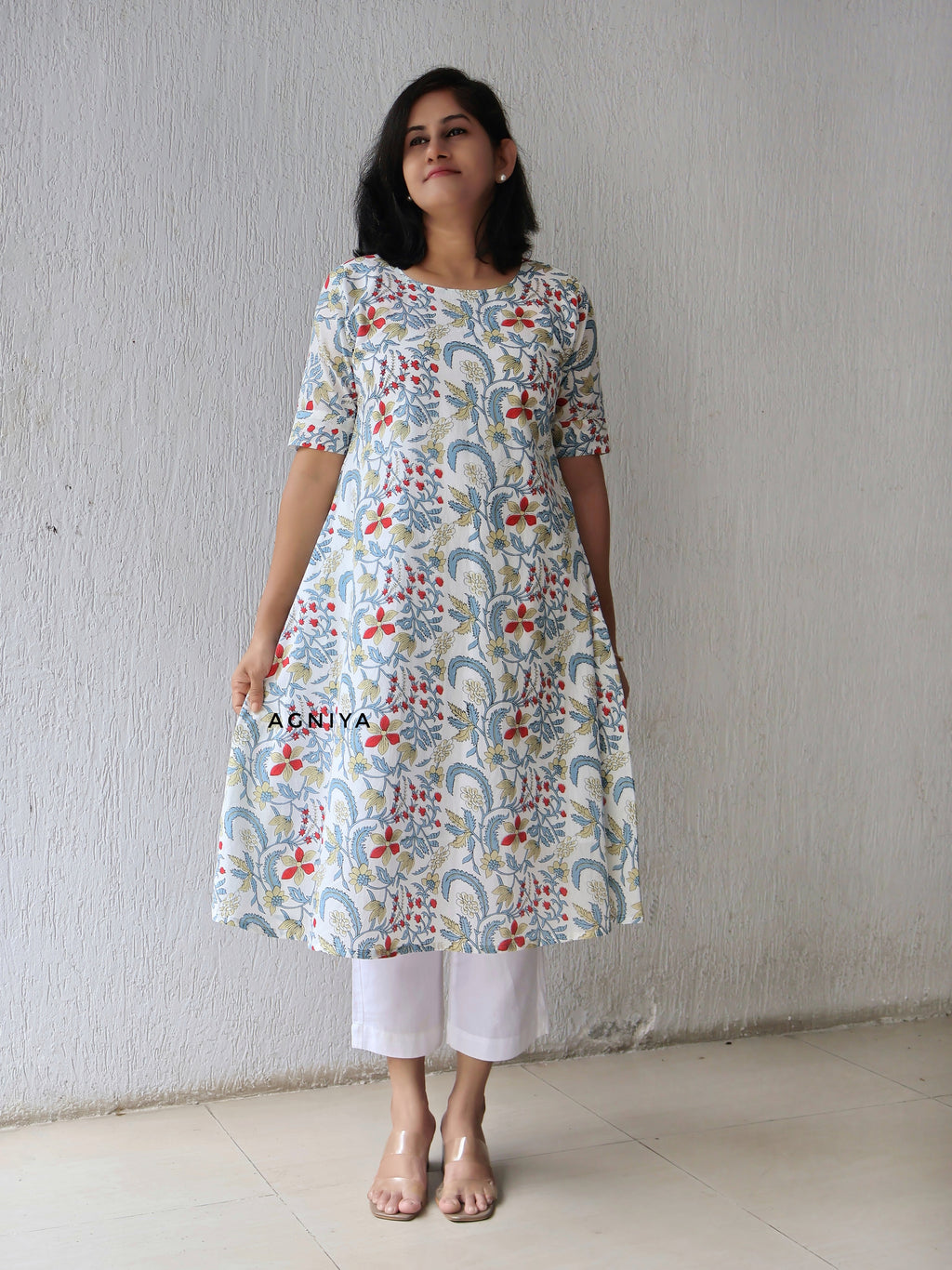 White Delight Pure Cotton Aline Kurta with Lining (Last Few Pieces Left)