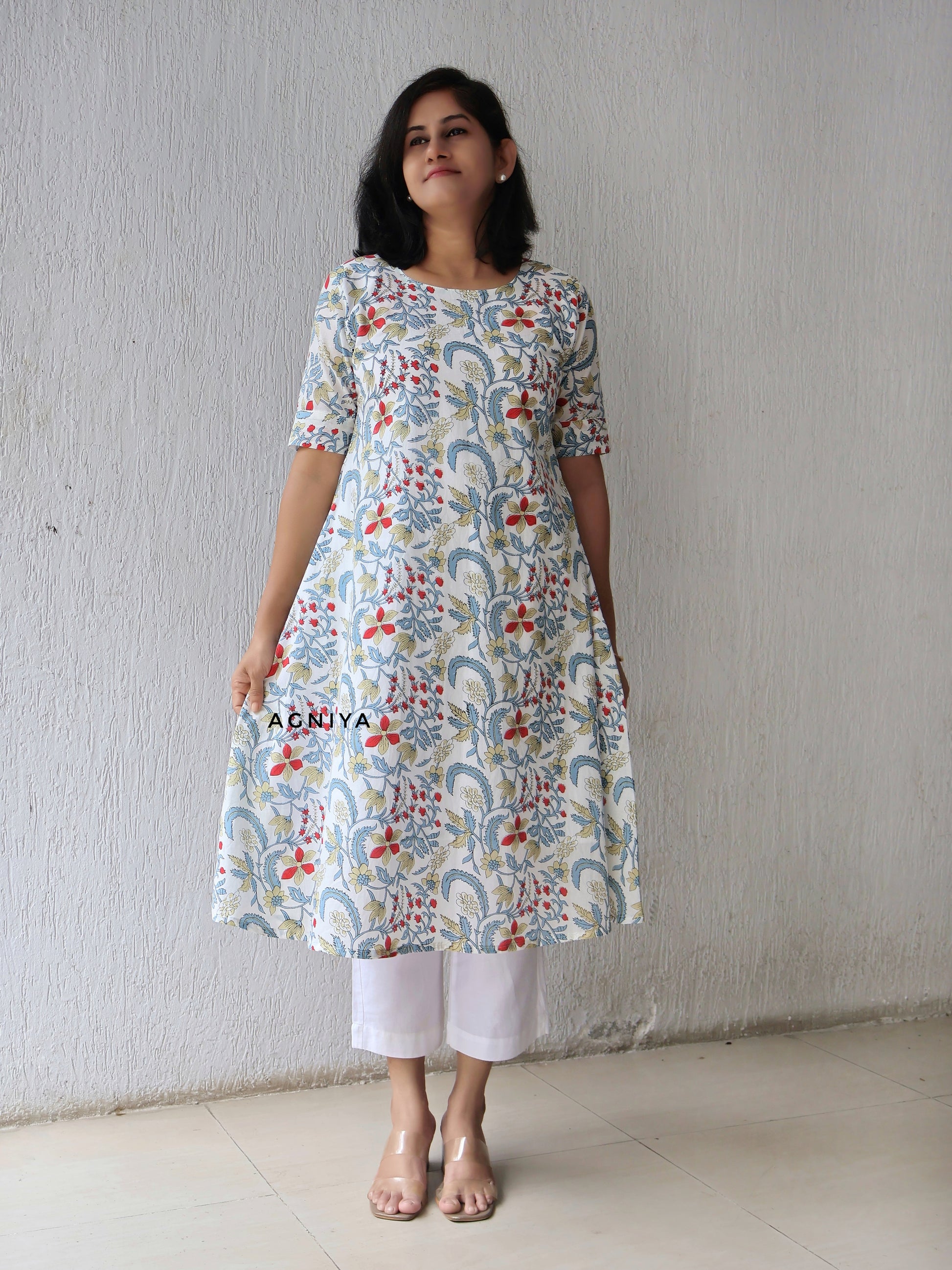 White Delight Pure Cotton Aline Kurta with Lining (Last Few Pieces Left)