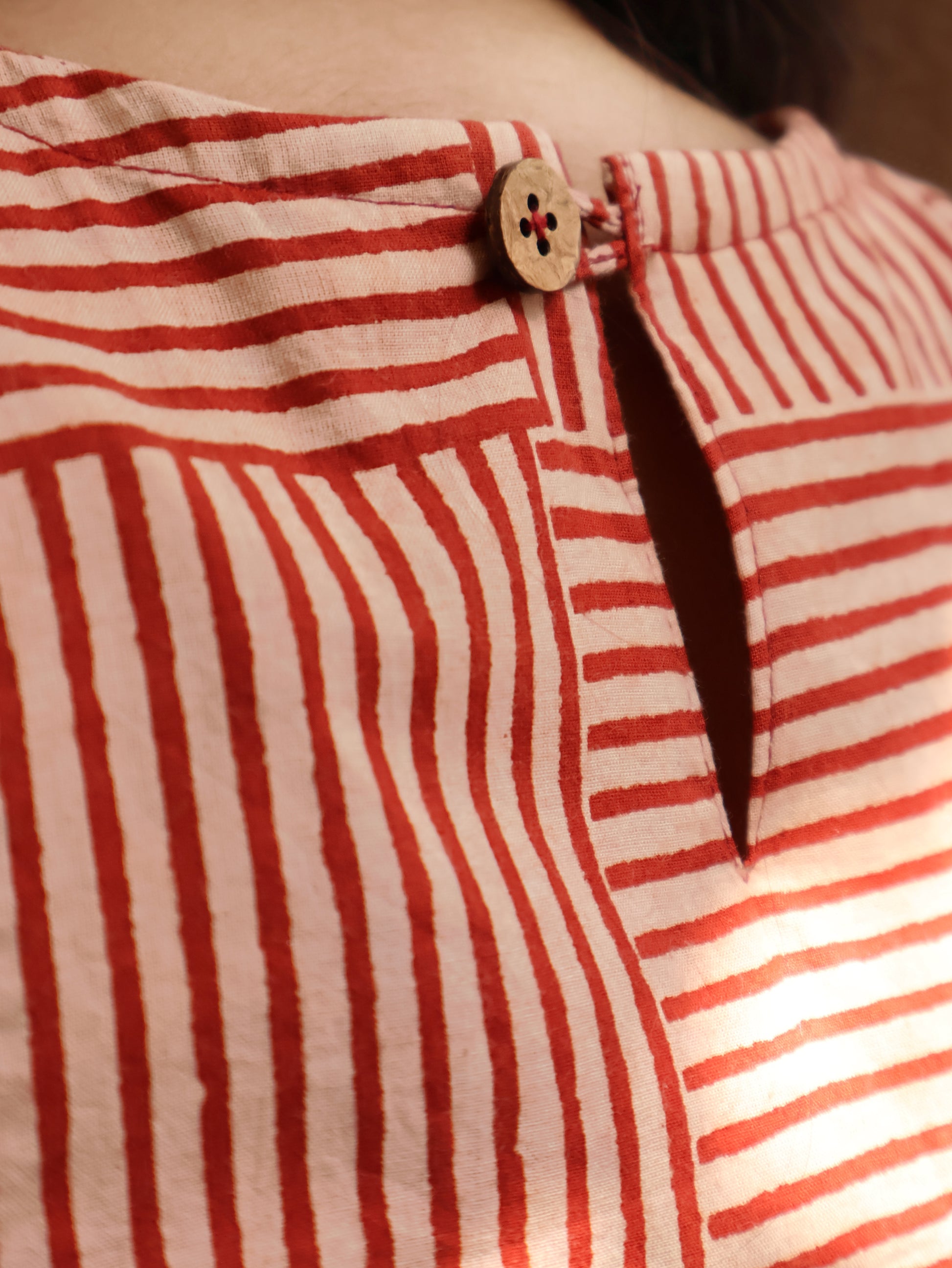 Terracotta Paneled Cotton Short Top