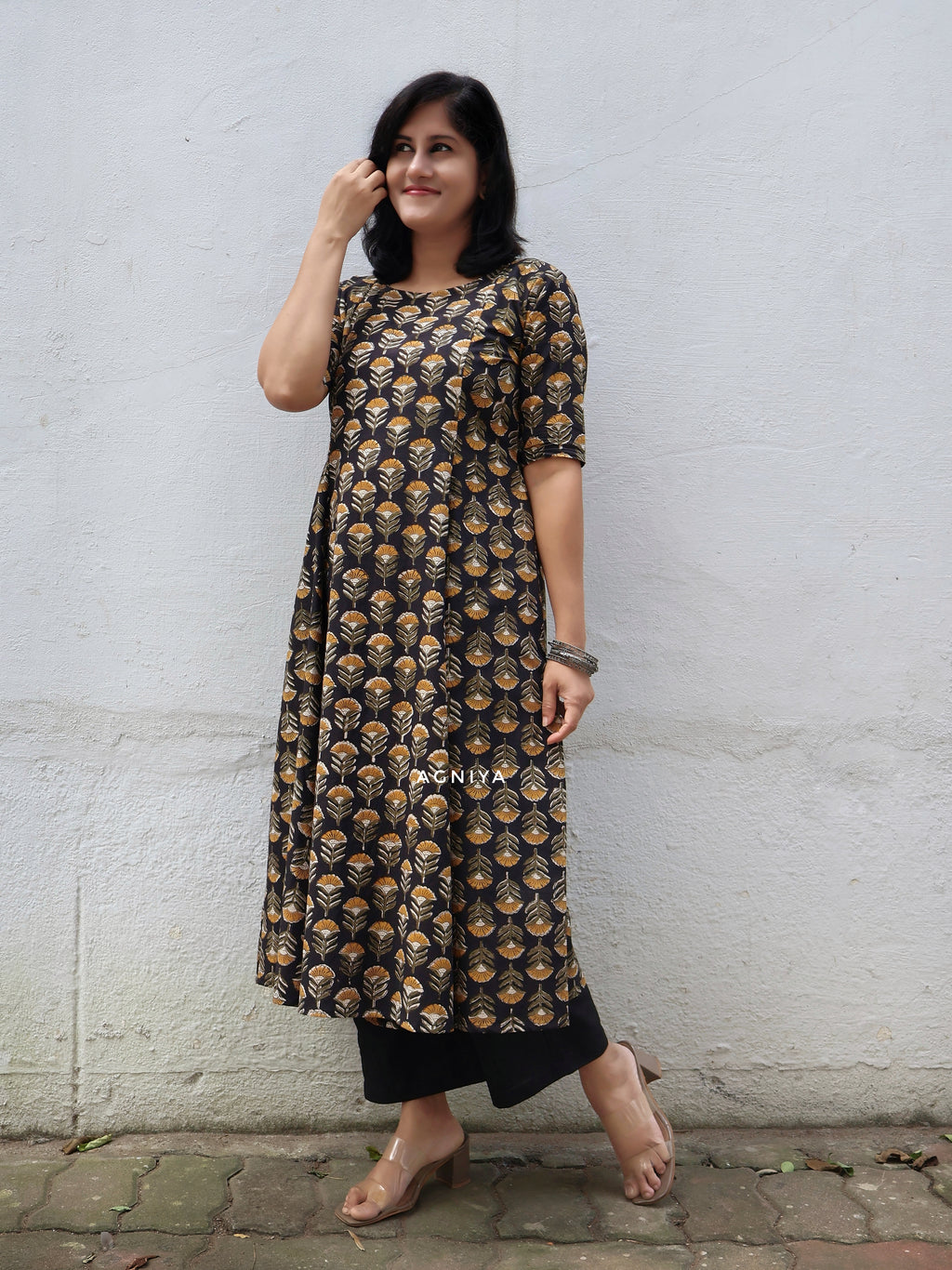 Black Bagru Hand Block Cotton Kurta (Few Sizes Left)