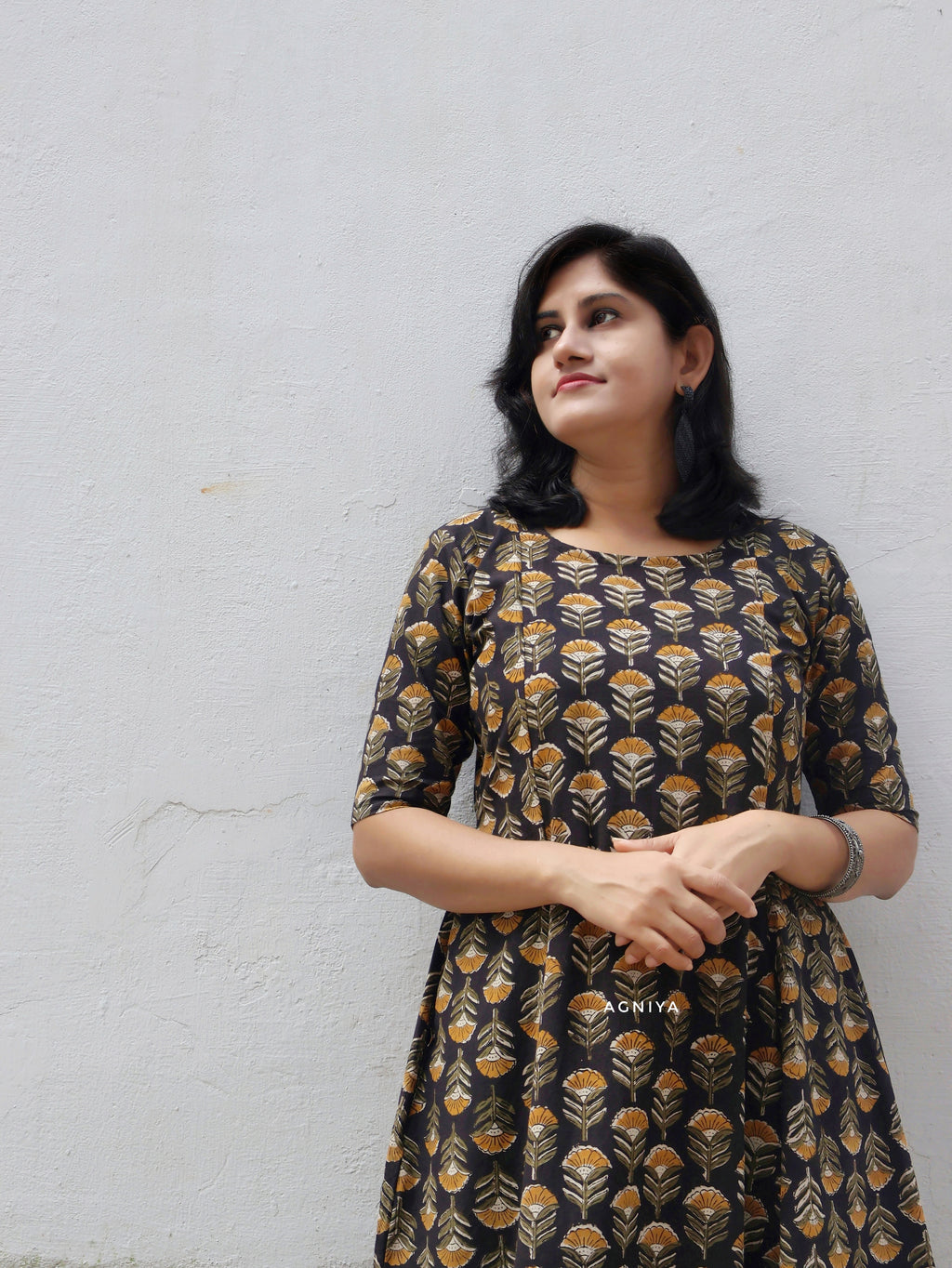 Black Bagru Hand Block Cotton Kurta (Few Sizes Left)