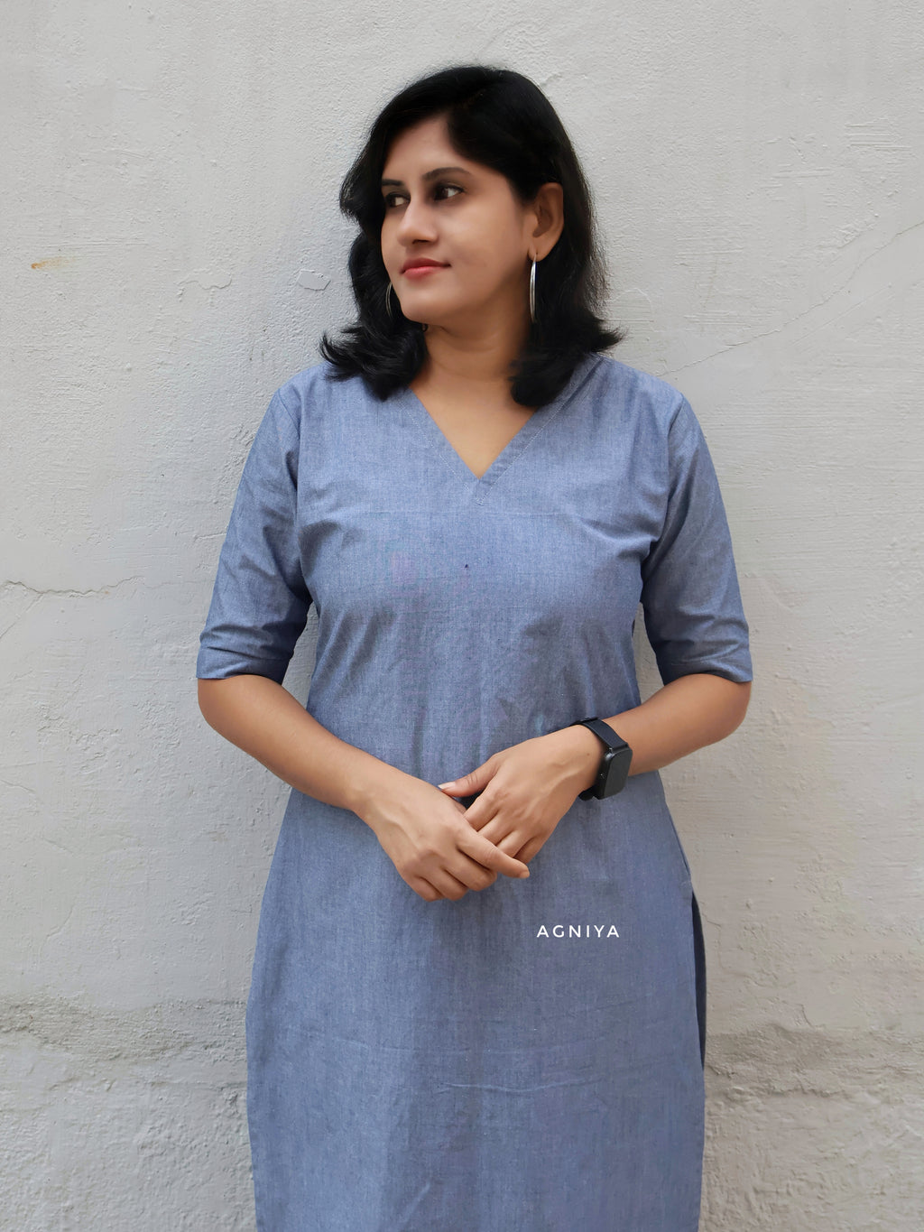 Denim Dazzle Cotton Straight Long Kurta ( Last Few Sizes Left )