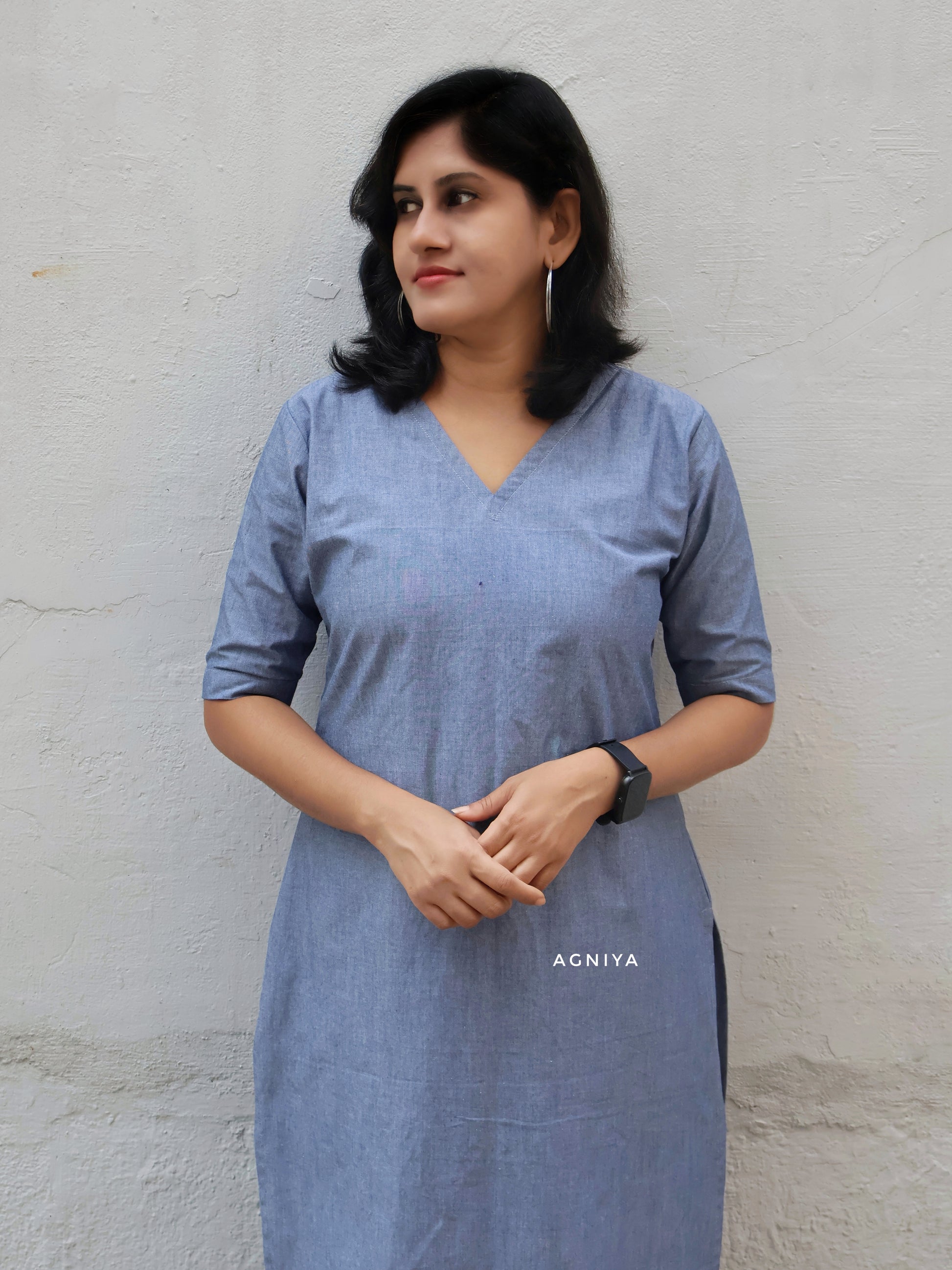 Denim Dazzle Cotton Straight Long Kurta ( Last Few Sizes Left )