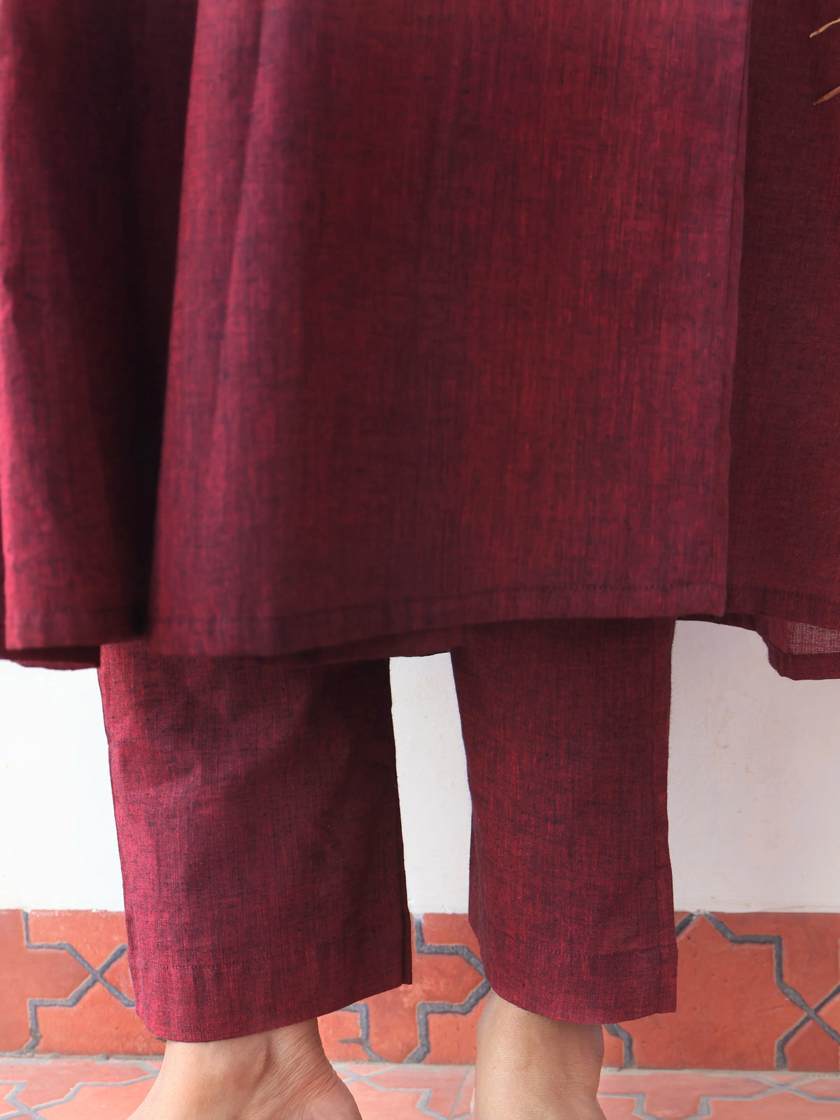 Mahogany Maroon Handloom Cotton Pant