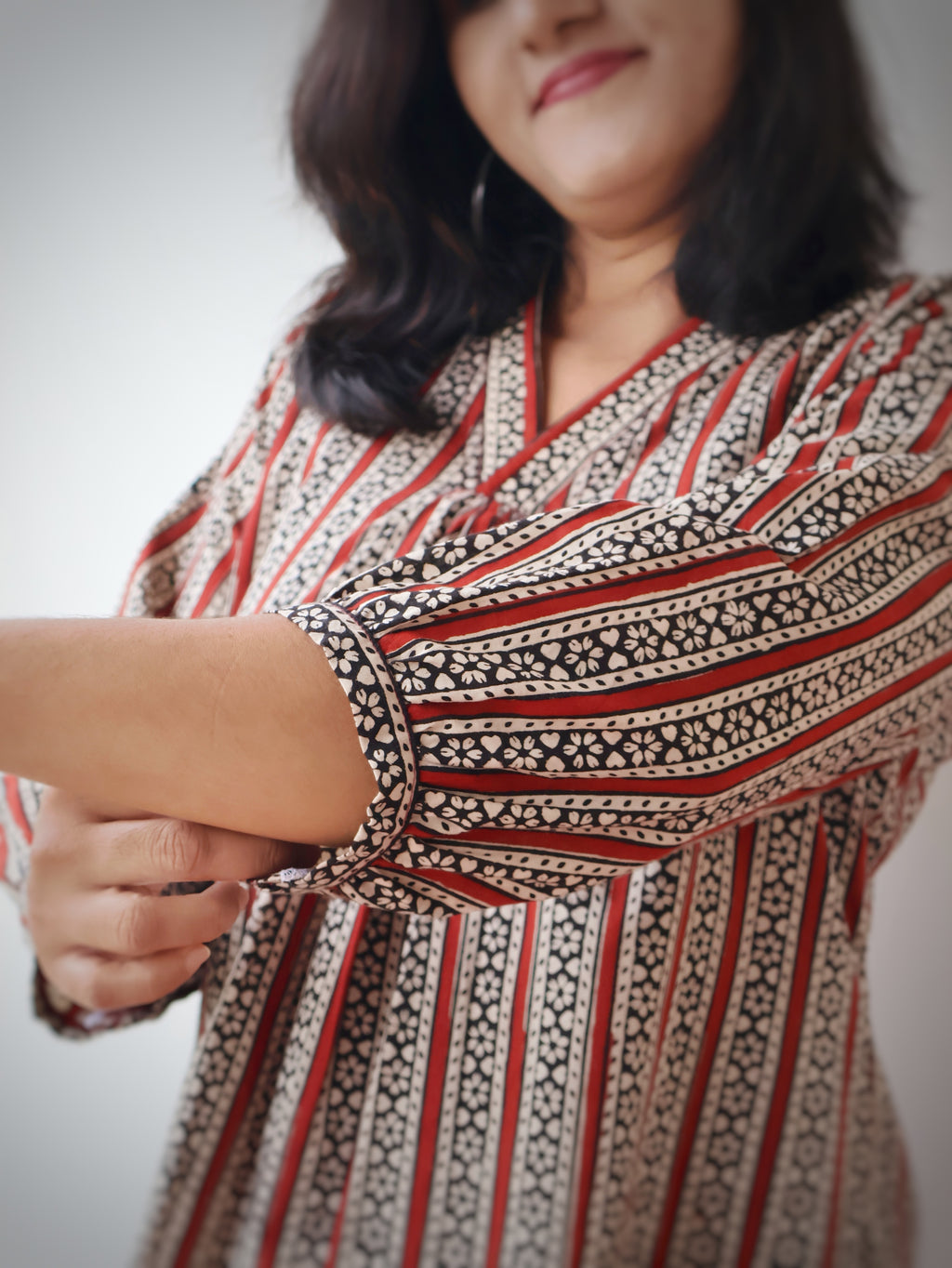 Mira Maroon Bagru Hand Block Cotton Short Top