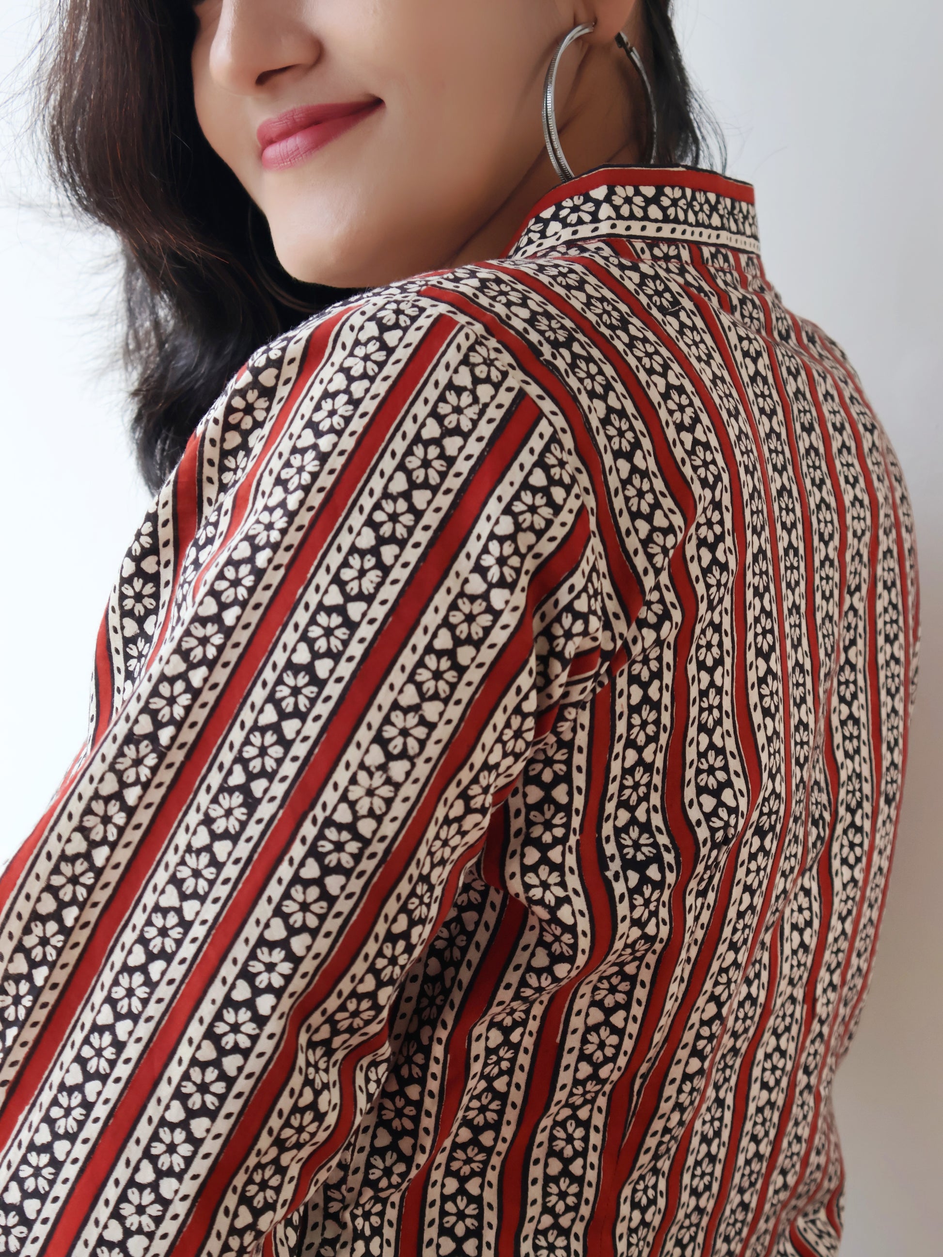 Mira Maroon Bagru Hand Block Cotton Short Top