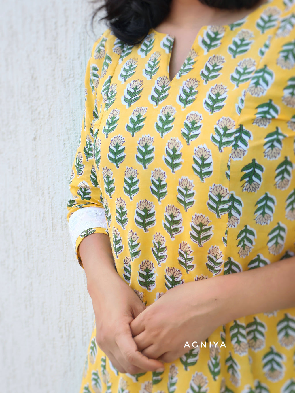 Pastel Yellow Sanganeri Cotton Hand Block Kurta (Last Few Sizes Left)