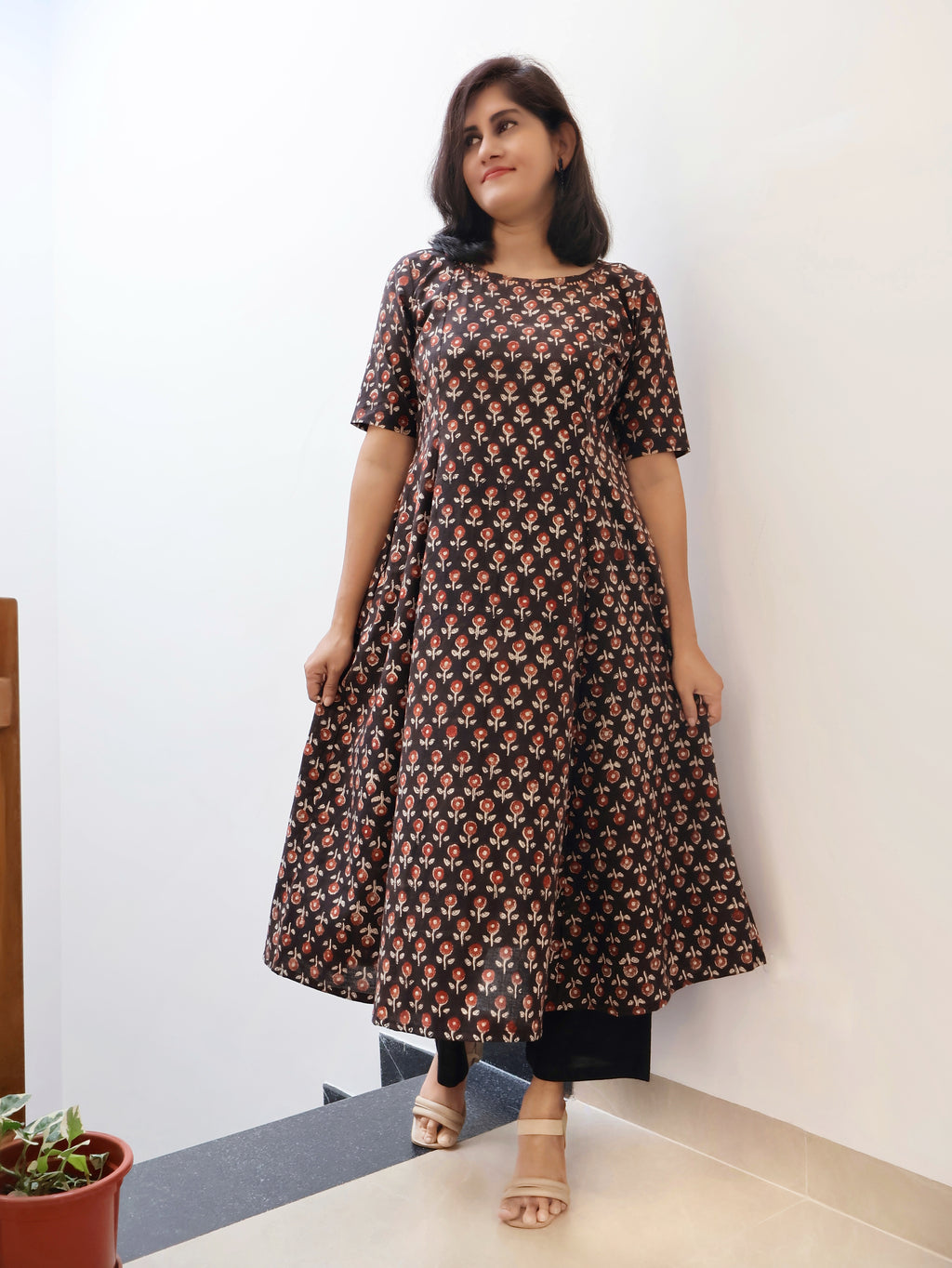 Black Madder Bagru Hand Block Cotton Kurta