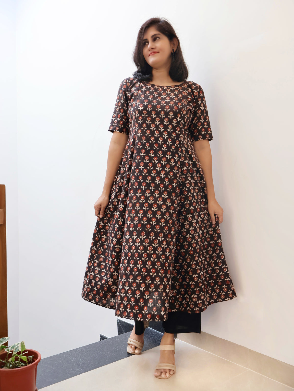 Black Madder Bagru Hand Block Cotton Kurta