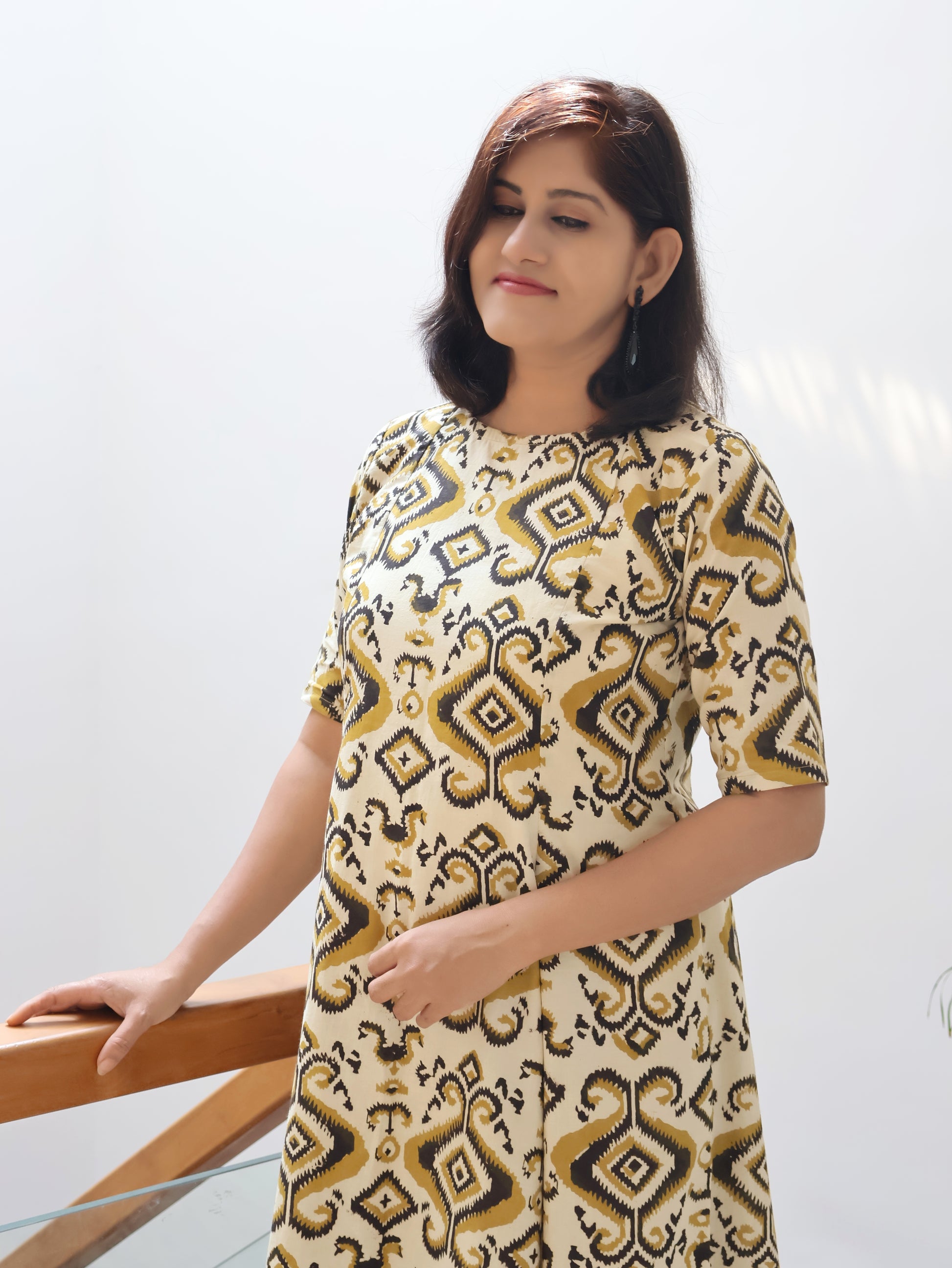 Toffee Radiance Bagru Hand Block Cotton Kurta for women