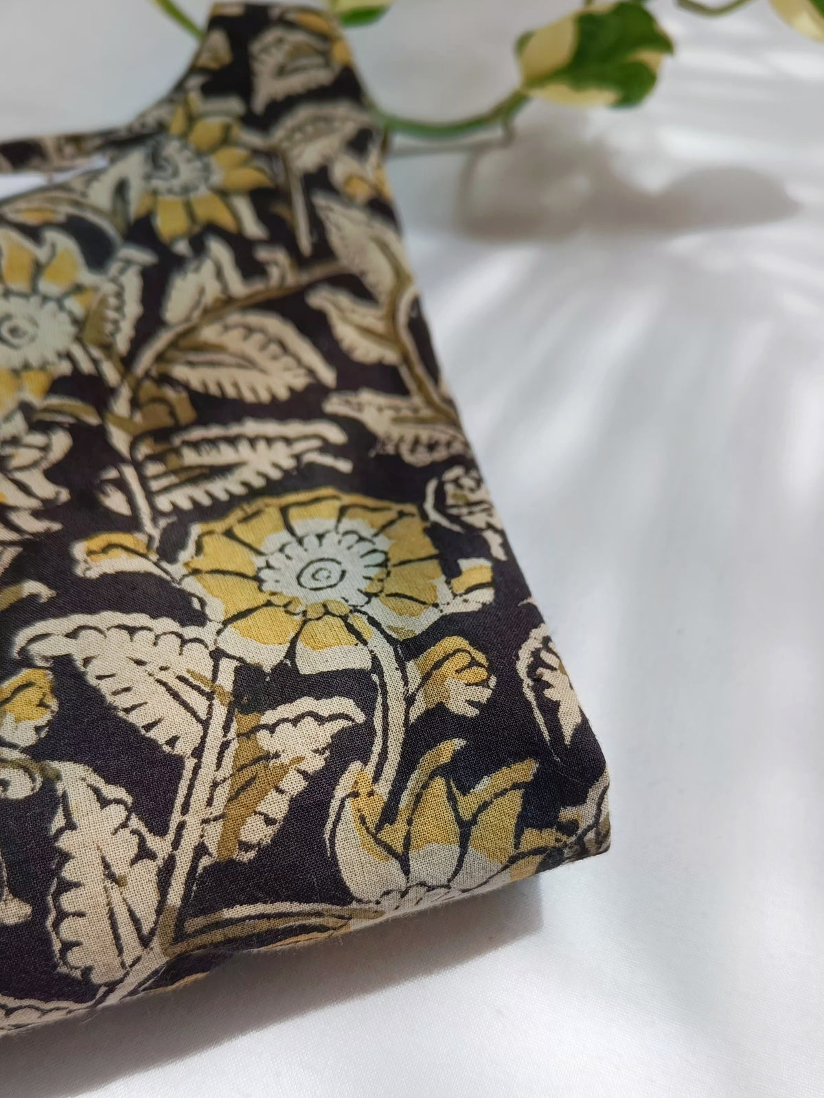 Black Mustard Kalamkari Print Kurta for Daily Wear