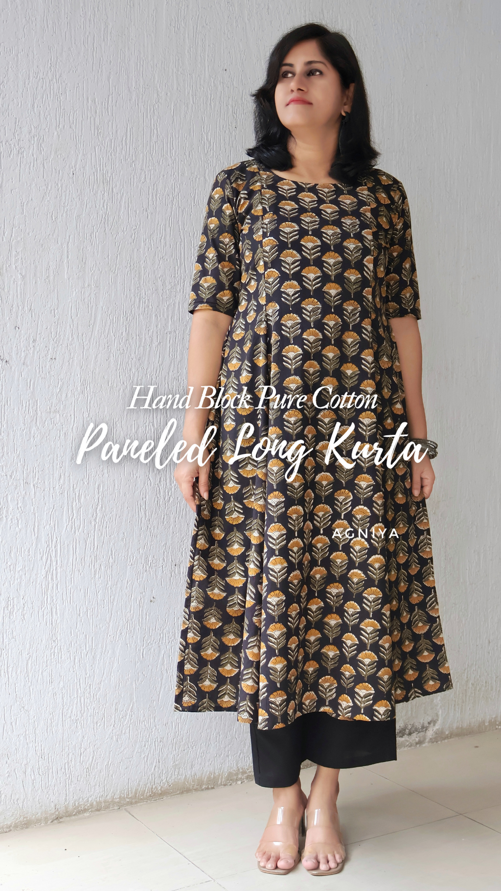 Black Bagru Hand Block Cotton Kurta (Few Sizes Left)