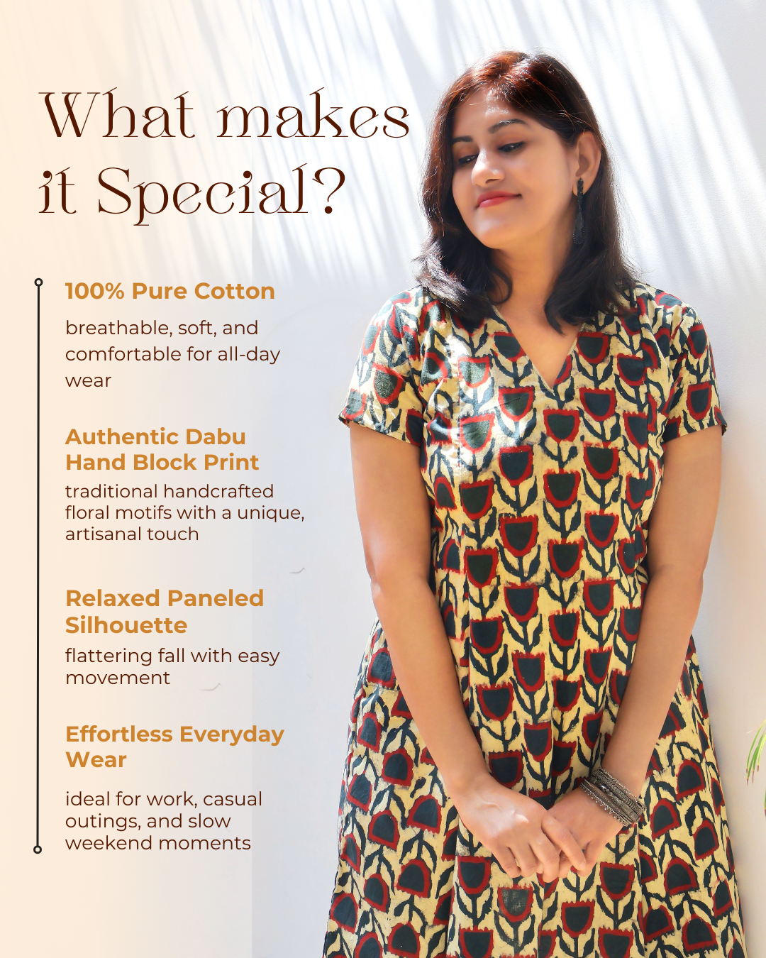 Blooming Green Dabu Hand Block Cotton Kurta