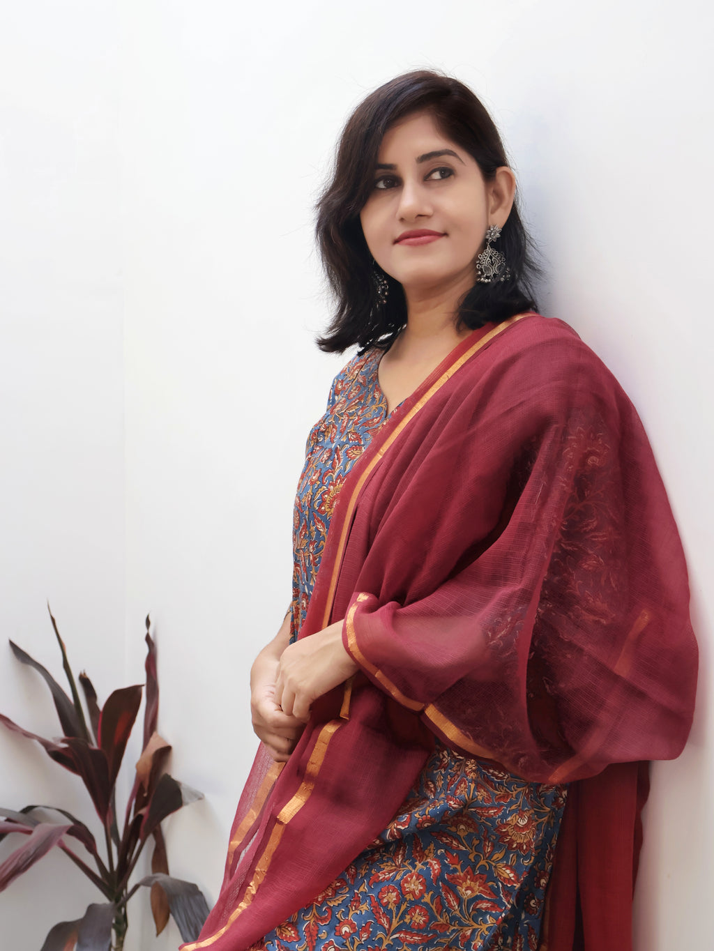 Blue Anantara Bagru Kalamkari Hand Block Cotton Kurta