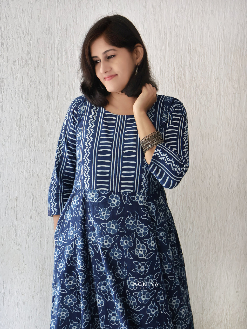 Artisan Hand Block Printed Indigo Cotton Kurta for Women – Everyday Wear Style
