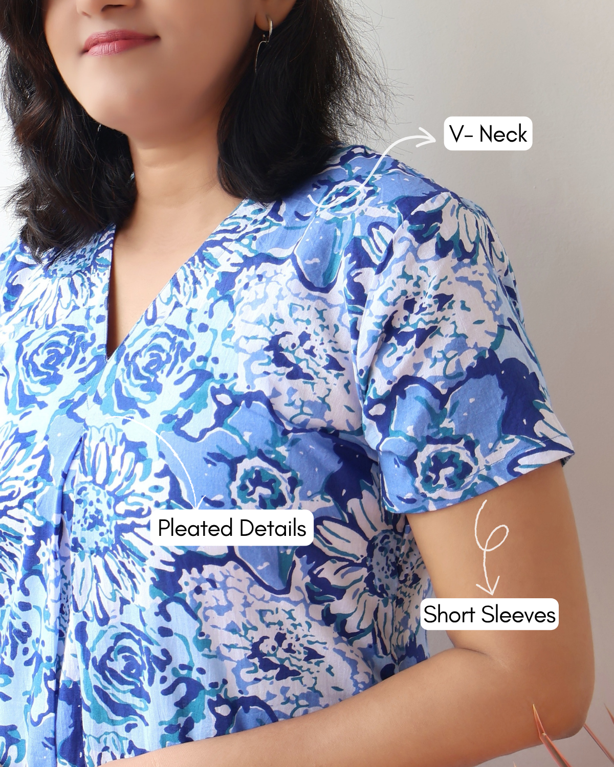 Blue Bloom Block Printed Cotton Aline Kurta