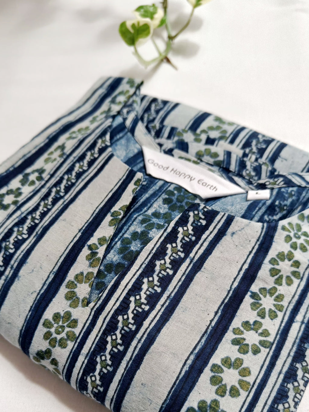 Elegant indigo Dabu print long cotton kurta for women handcrafted for comfort and style