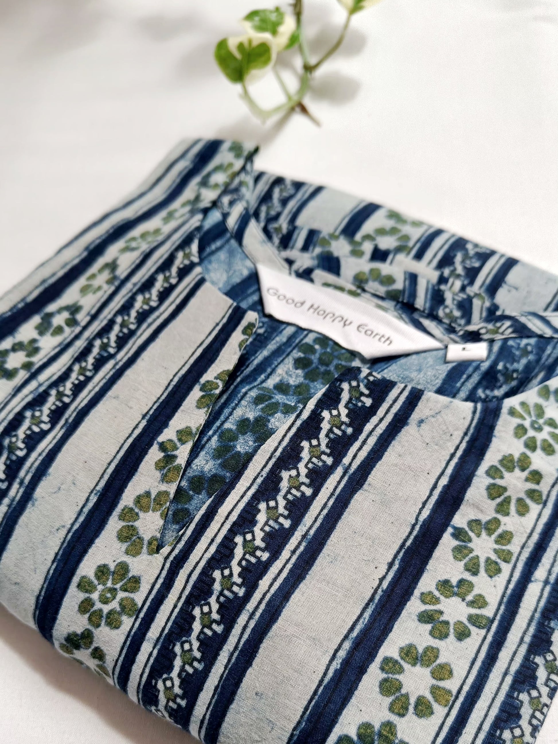 Elegant indigo Dabu print long cotton kurta for women handcrafted for comfort and style