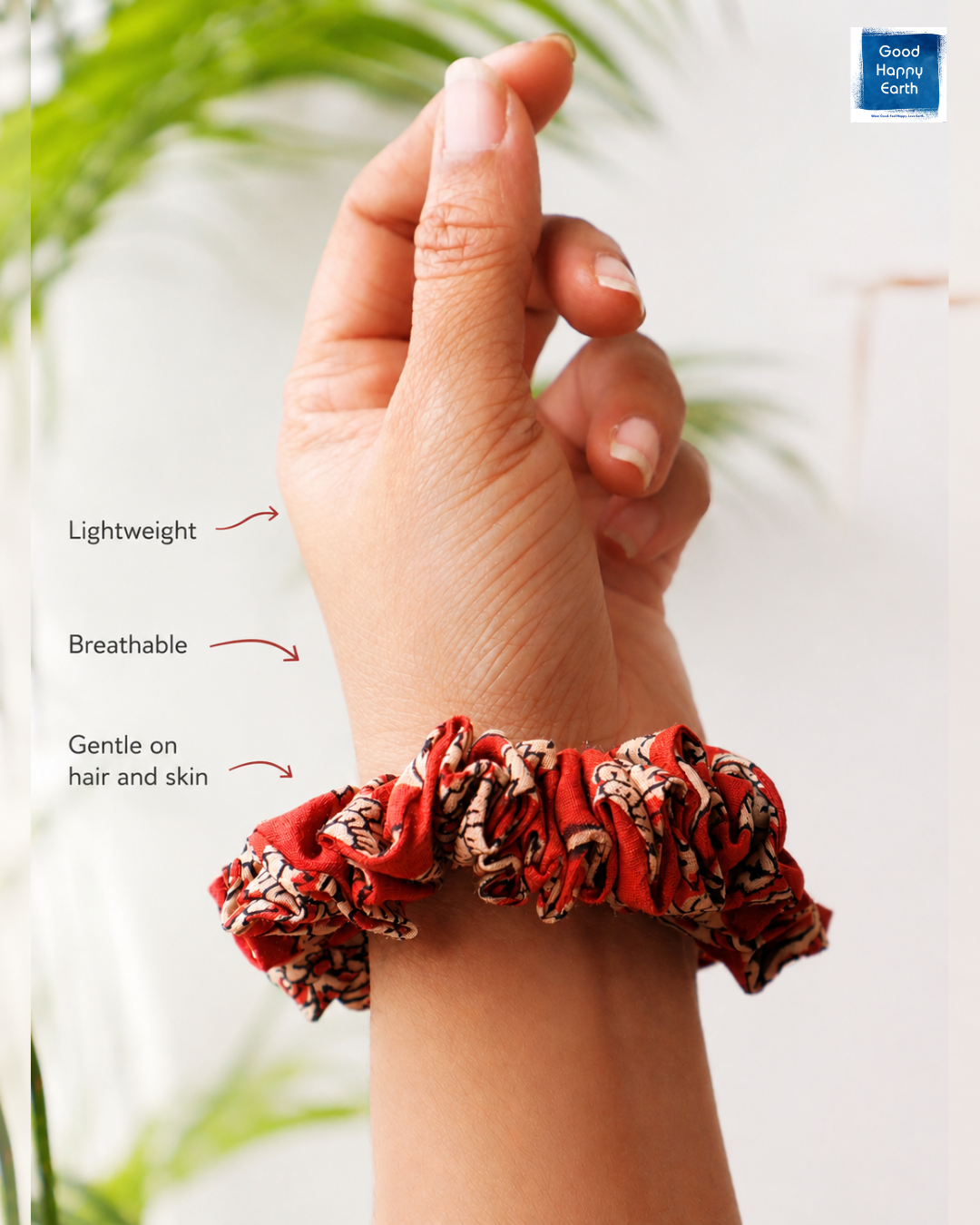 Premium Hand Block Cotton Scrunchies - Pack of 3