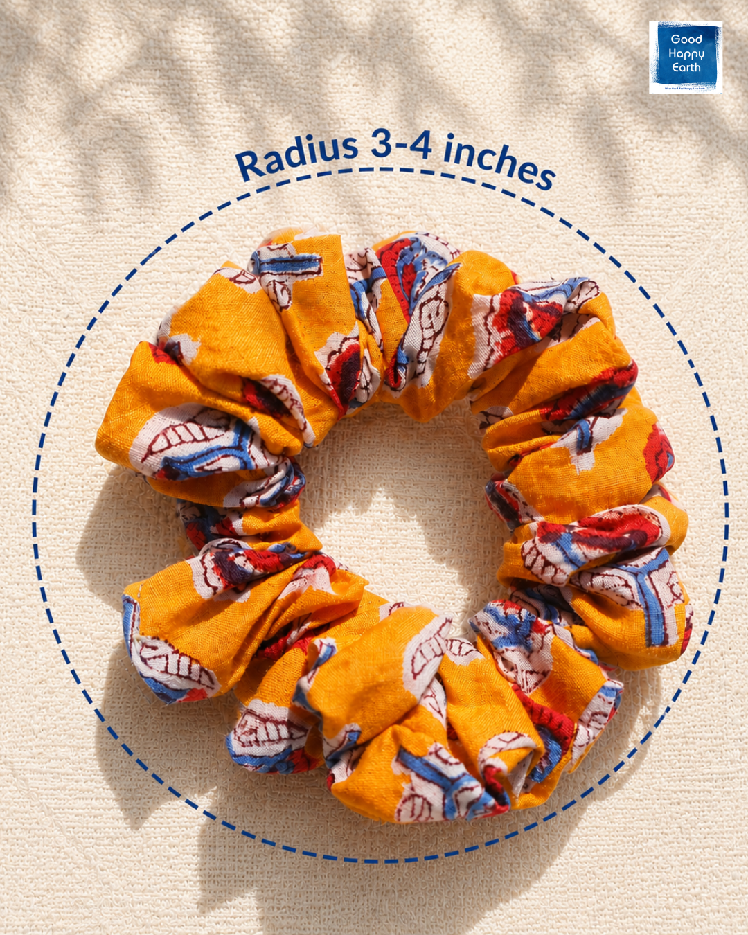 Premium Hand Block Cotton Scrunchies - Pack of 3