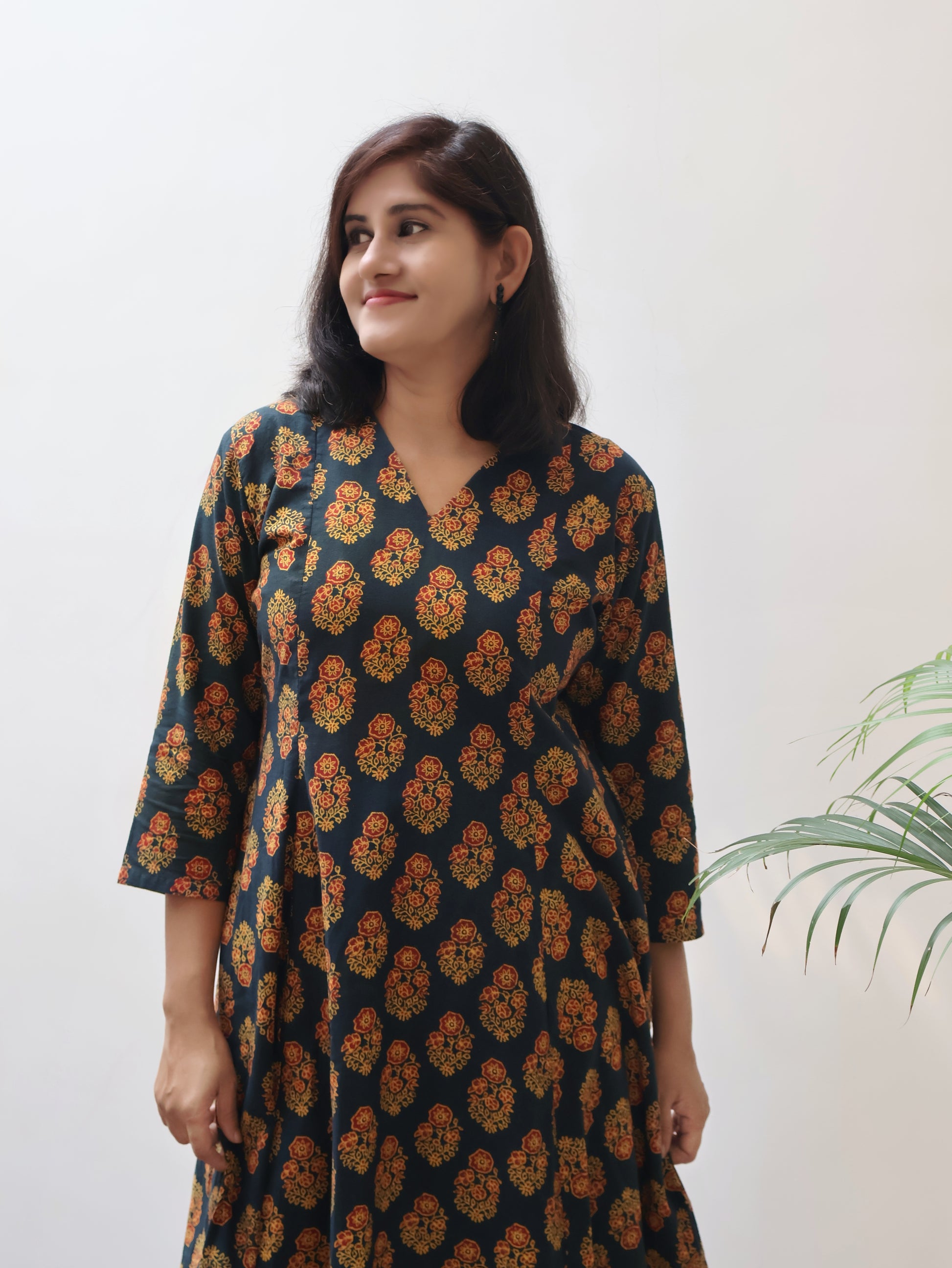 green-ajrakh-cotton-kurta-traditional-handblock-print