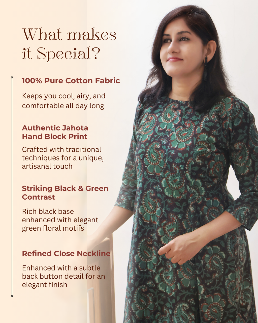 Green Jade Jahota Hand Block Cotton Kurta