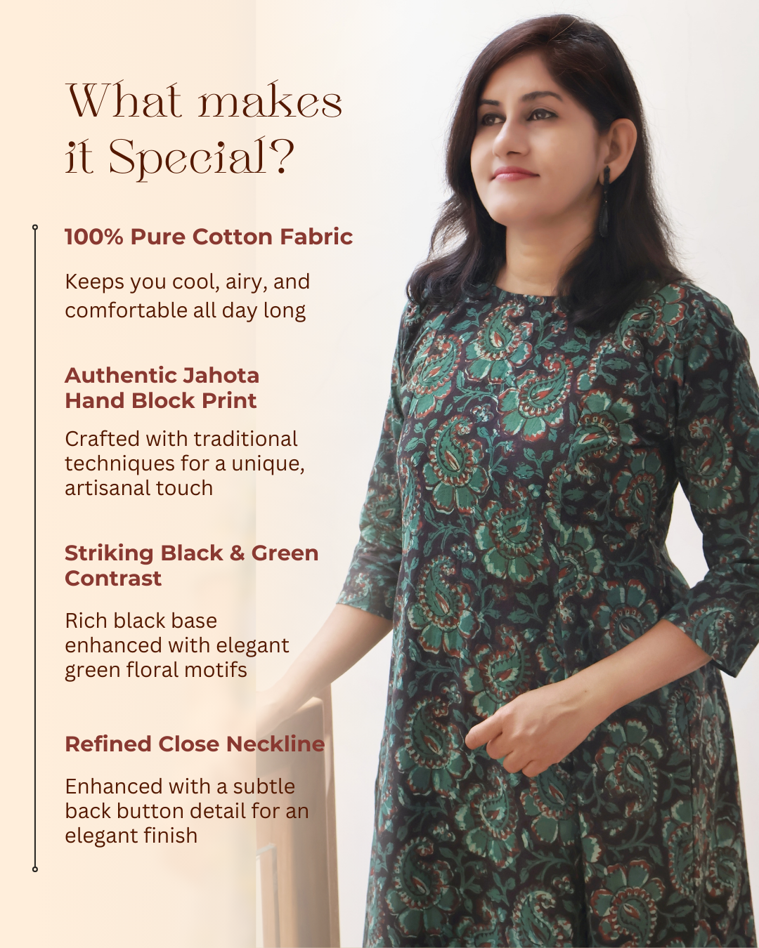 Green Jade Jahota Hand Block Cotton Kurta