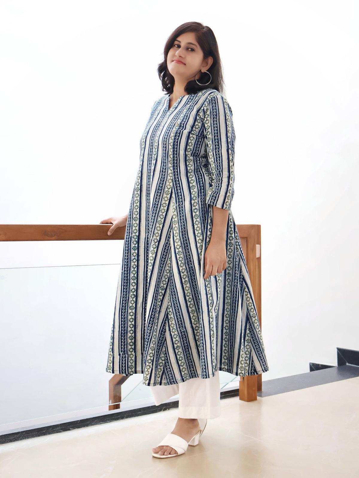 Handcrafted Indigo Dabu print cotton kurta for women soft breathable and comfortable for all-day wear