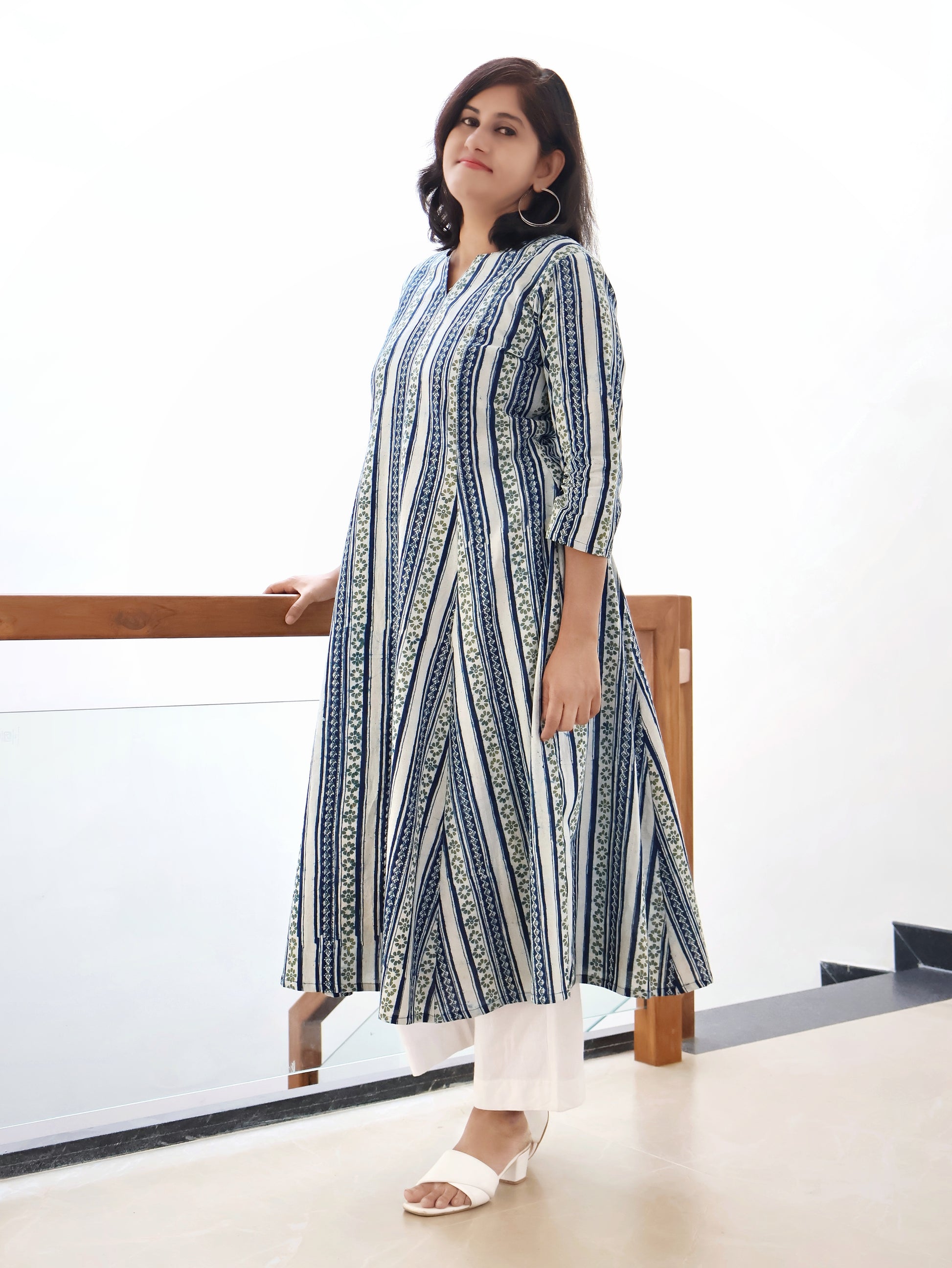 Handcrafted Indigo Dabu print cotton kurta for women soft breathable and comfortable for all-day wear
