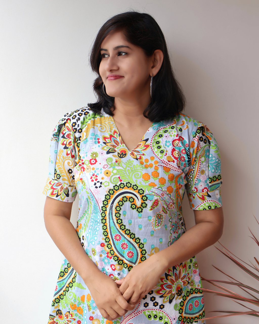 Pastel Paisley Cotton Aline Dress