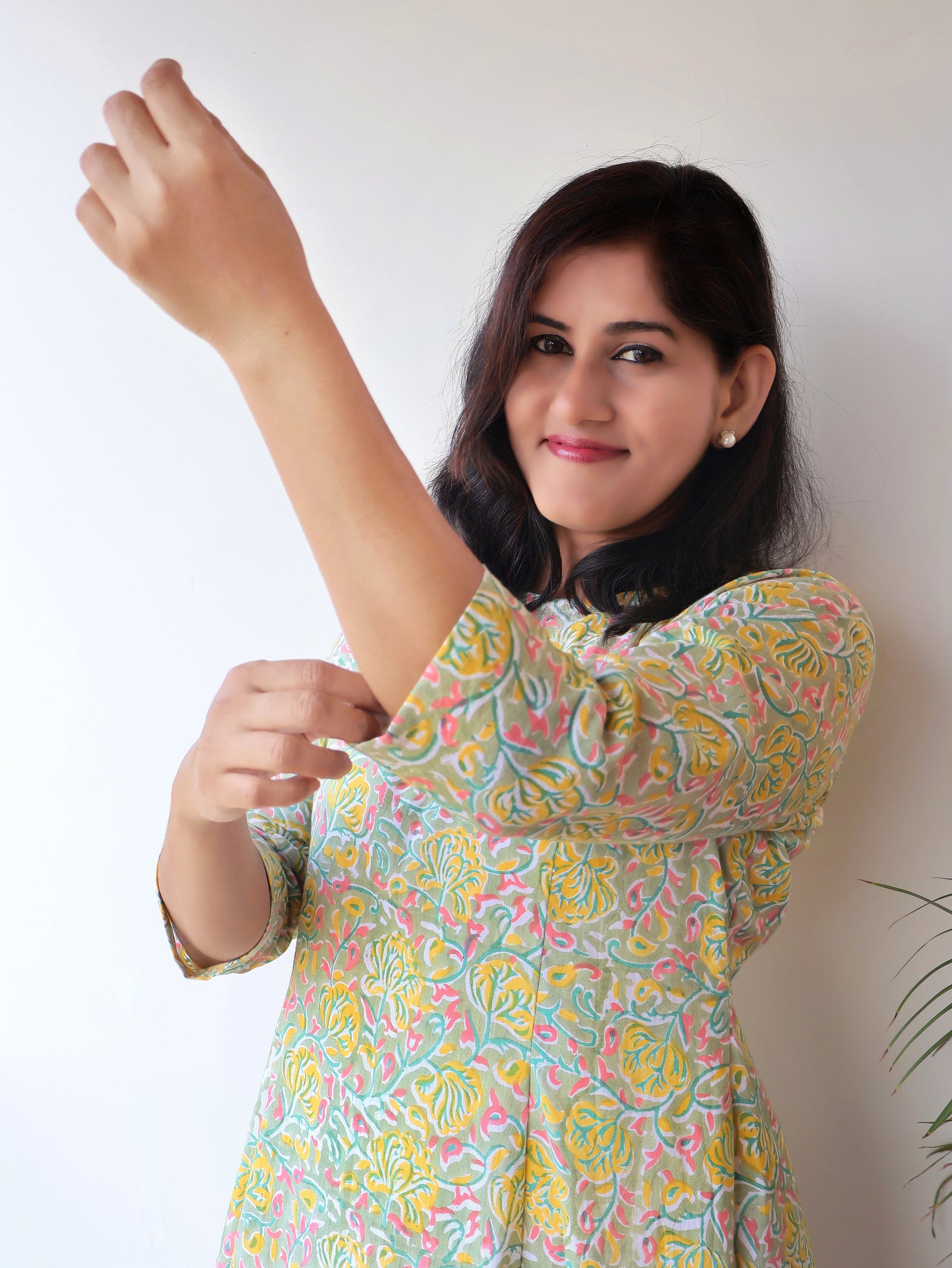 Pastel Green Sanganeri Hand Block Cotton Kurta