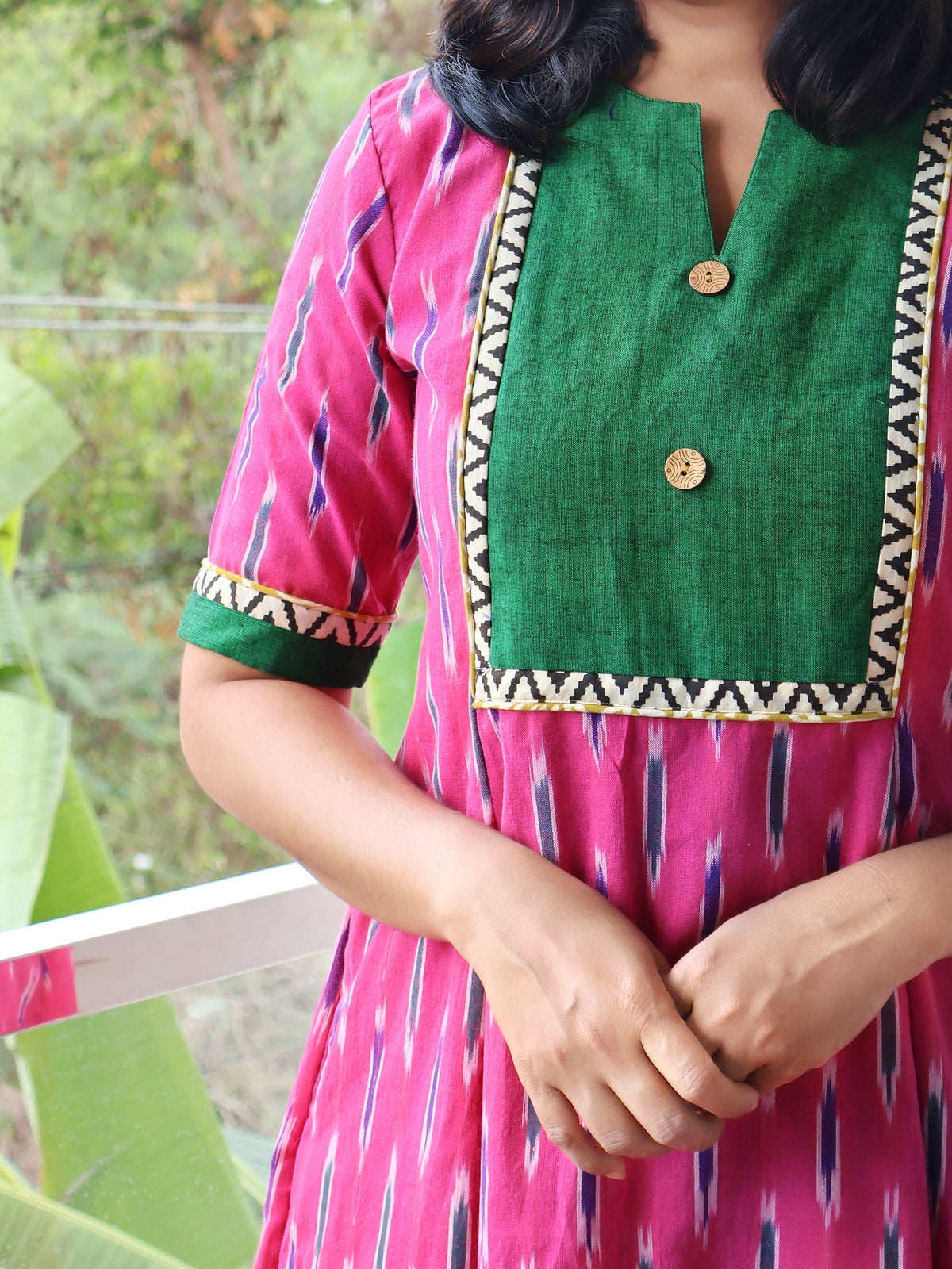 Pink Inspira Handloom Ikat Cotton Kurta