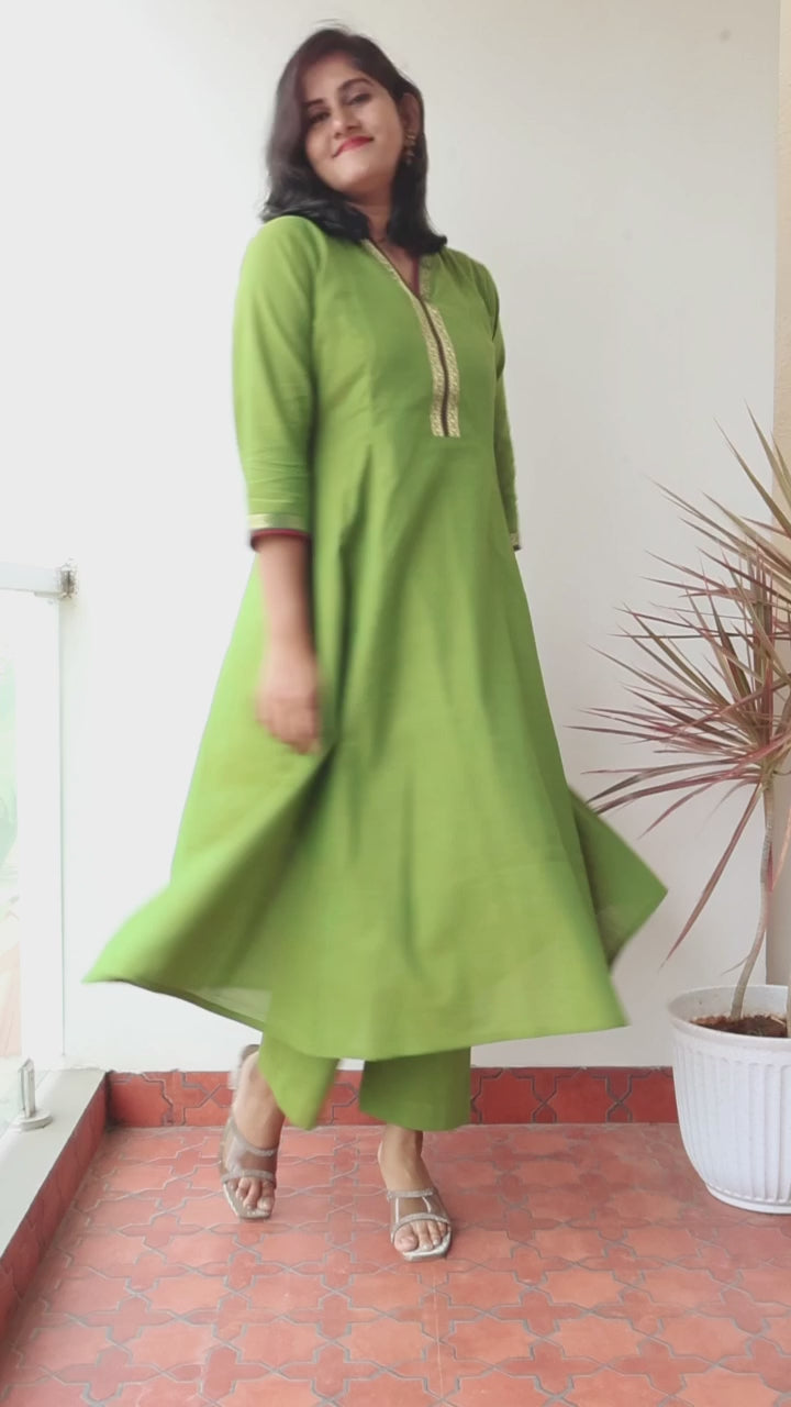Tulsi Green Ethnic Handloom Cotton Kurta