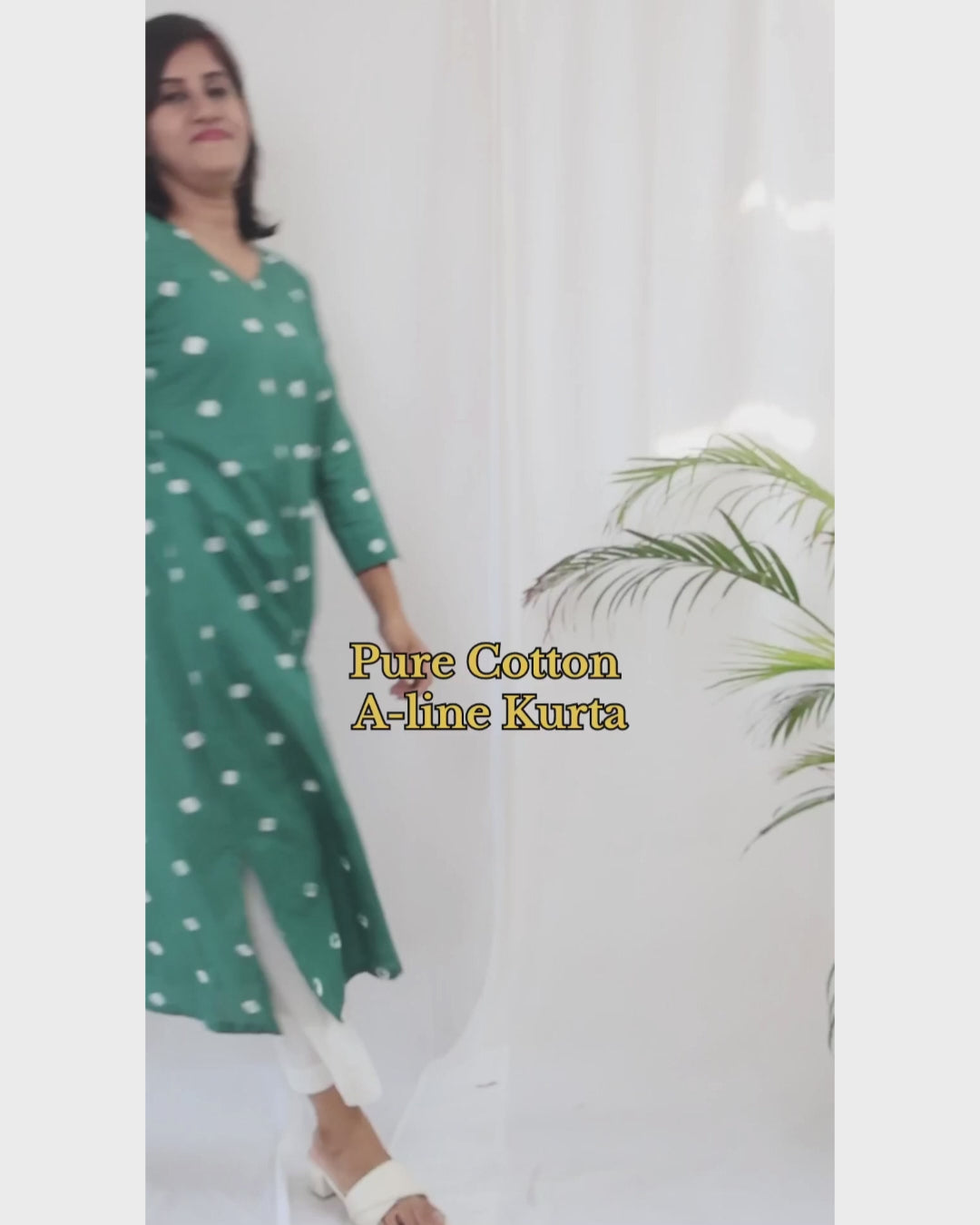 Jade Green Bandhani Cotton Aline Long Kurta