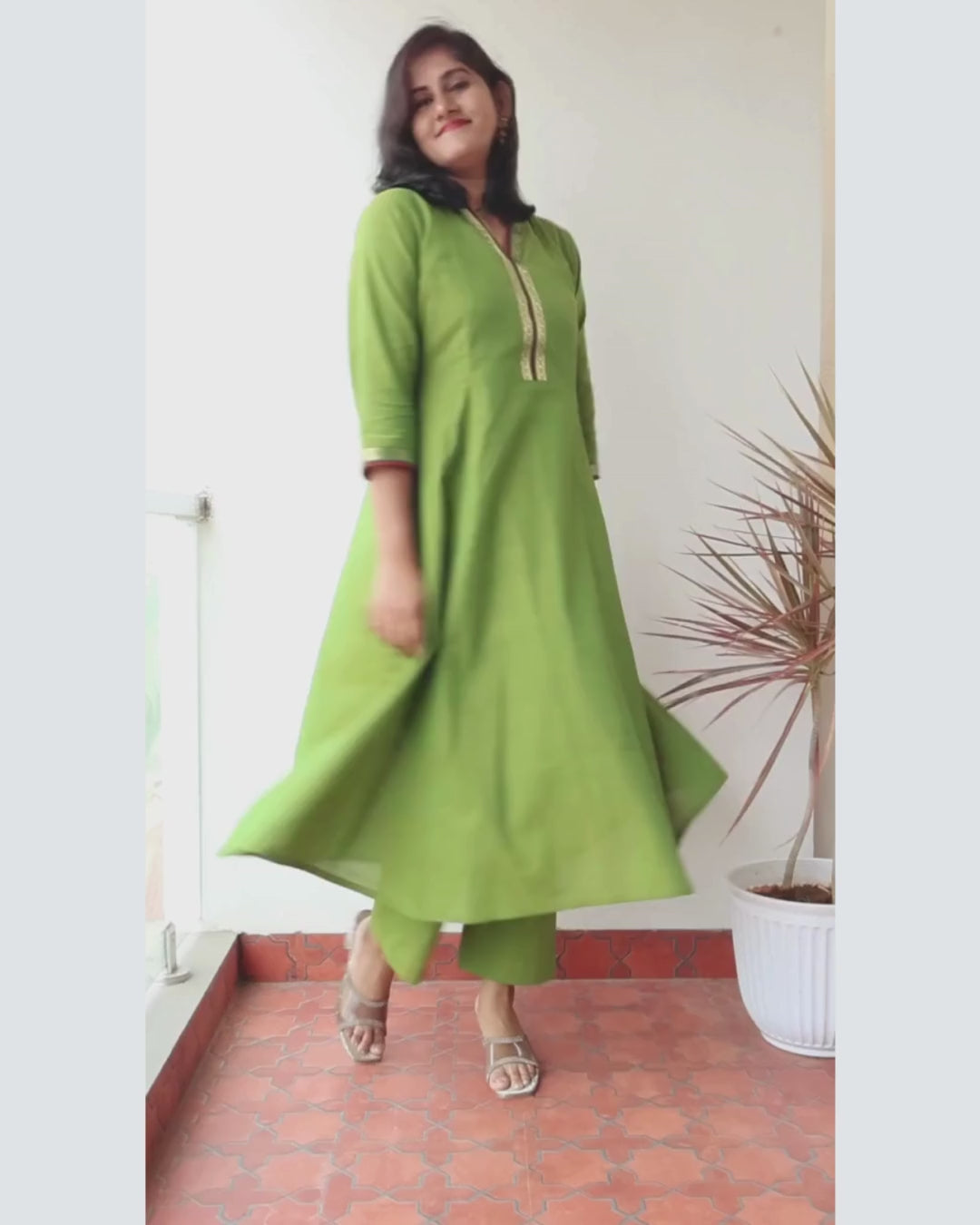 Tulsi Green Ethnic Handloom Cotton Kurta