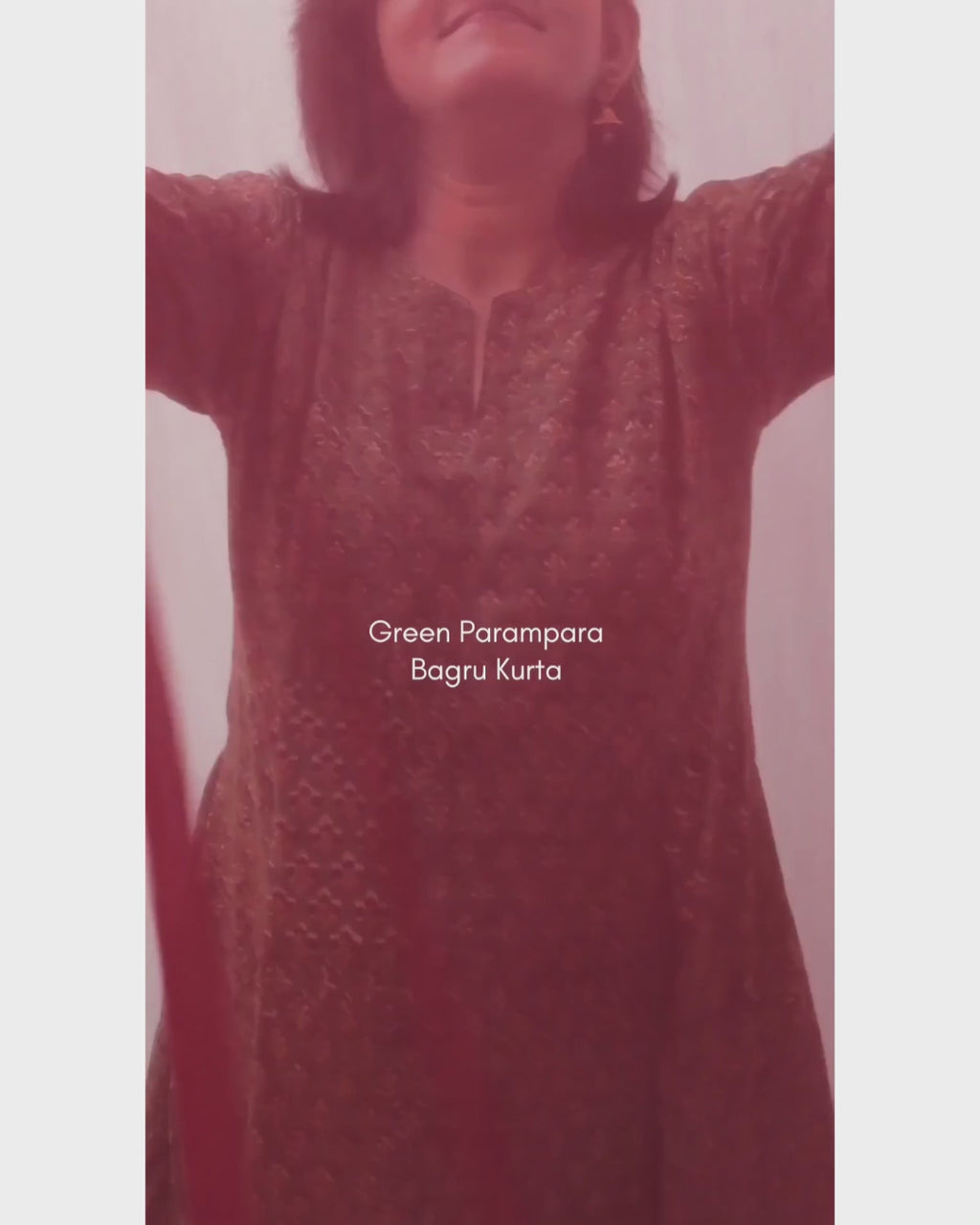 Green Parampara Bagru kalamkari Hand Block Cotton Kurta