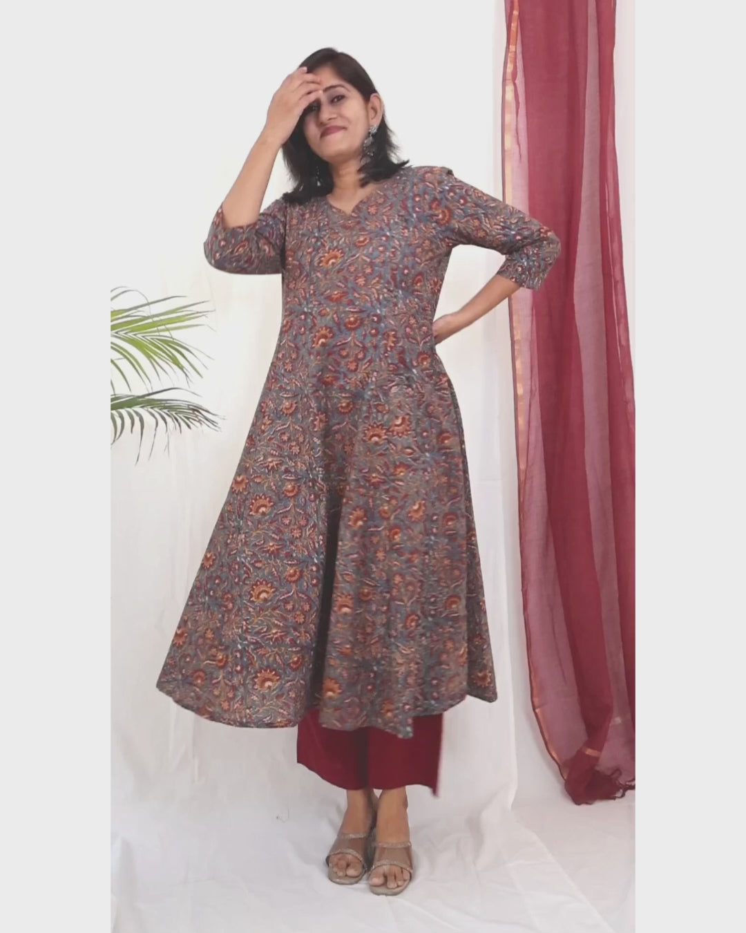Blue Anantara Bagru Kalamkari Hand Block Cotton Kurta