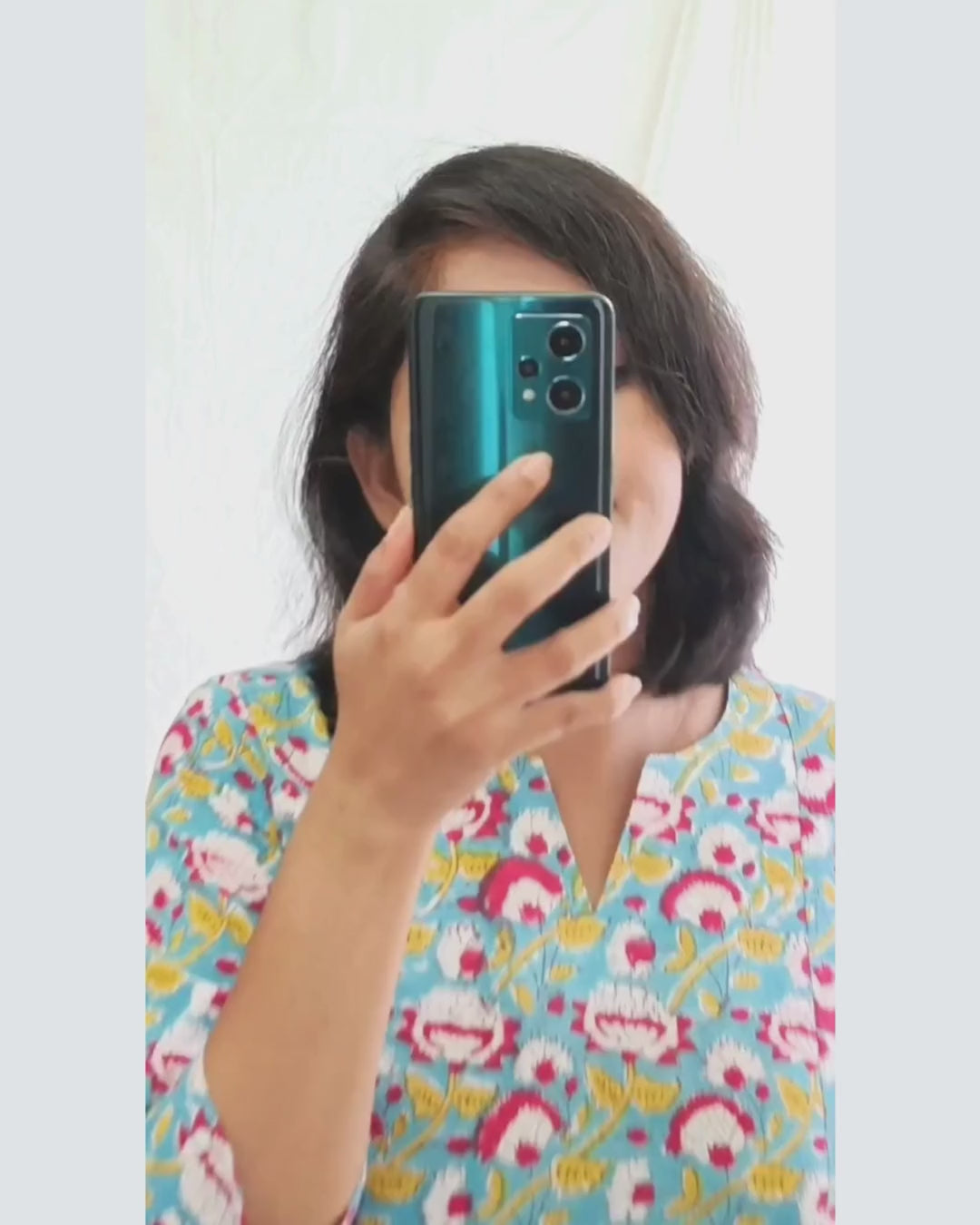 Blue Lotus Sanganeri HandBlock Paneled  Cotton Kurta