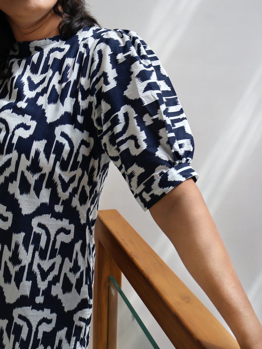 Stylish navy blue cotton top for office and casual wear