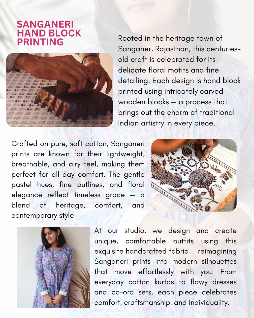 Iris Purple Sanganeri A-line Cotton Kurta