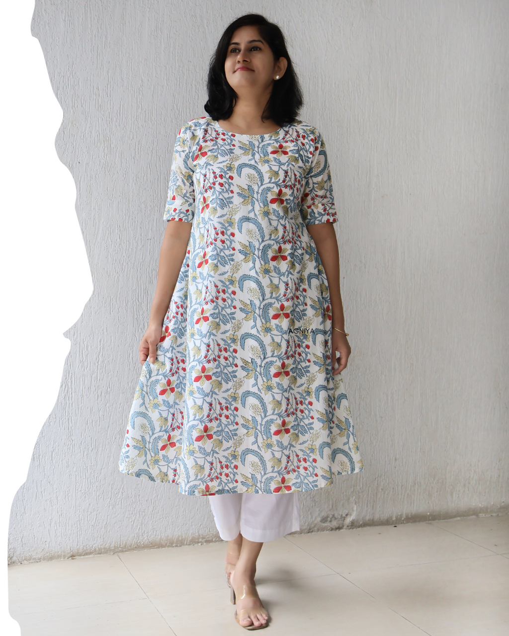 White Delight Pure Cotton Aline Kurta with Lining (Last Few Pieces Left)