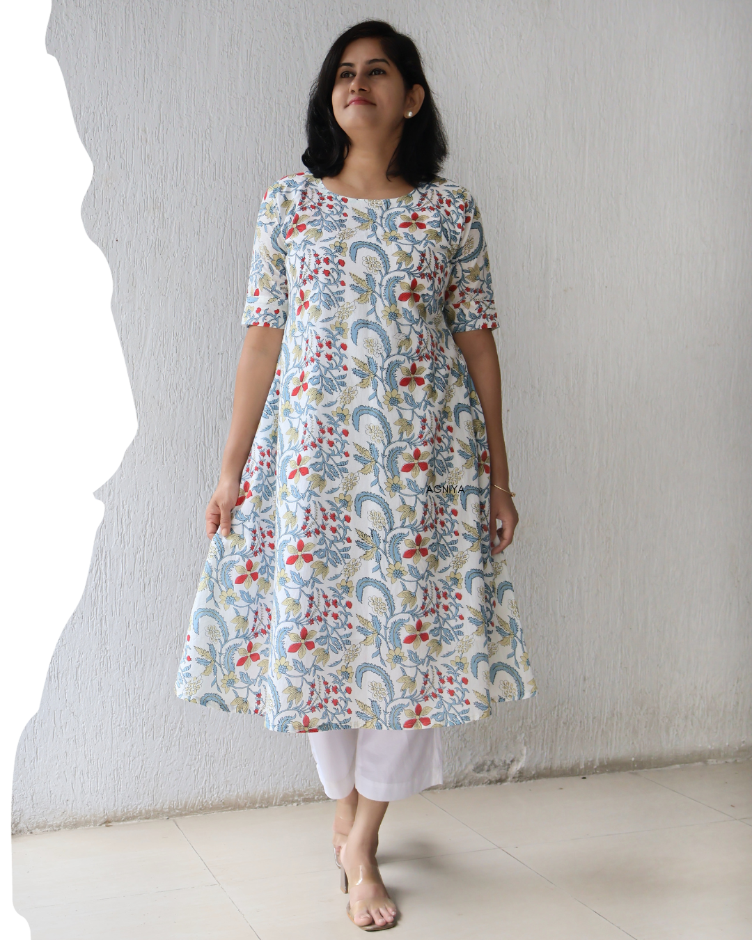 White Delight Pure Cotton Aline Kurta with Lining (Last Few Pieces Left)