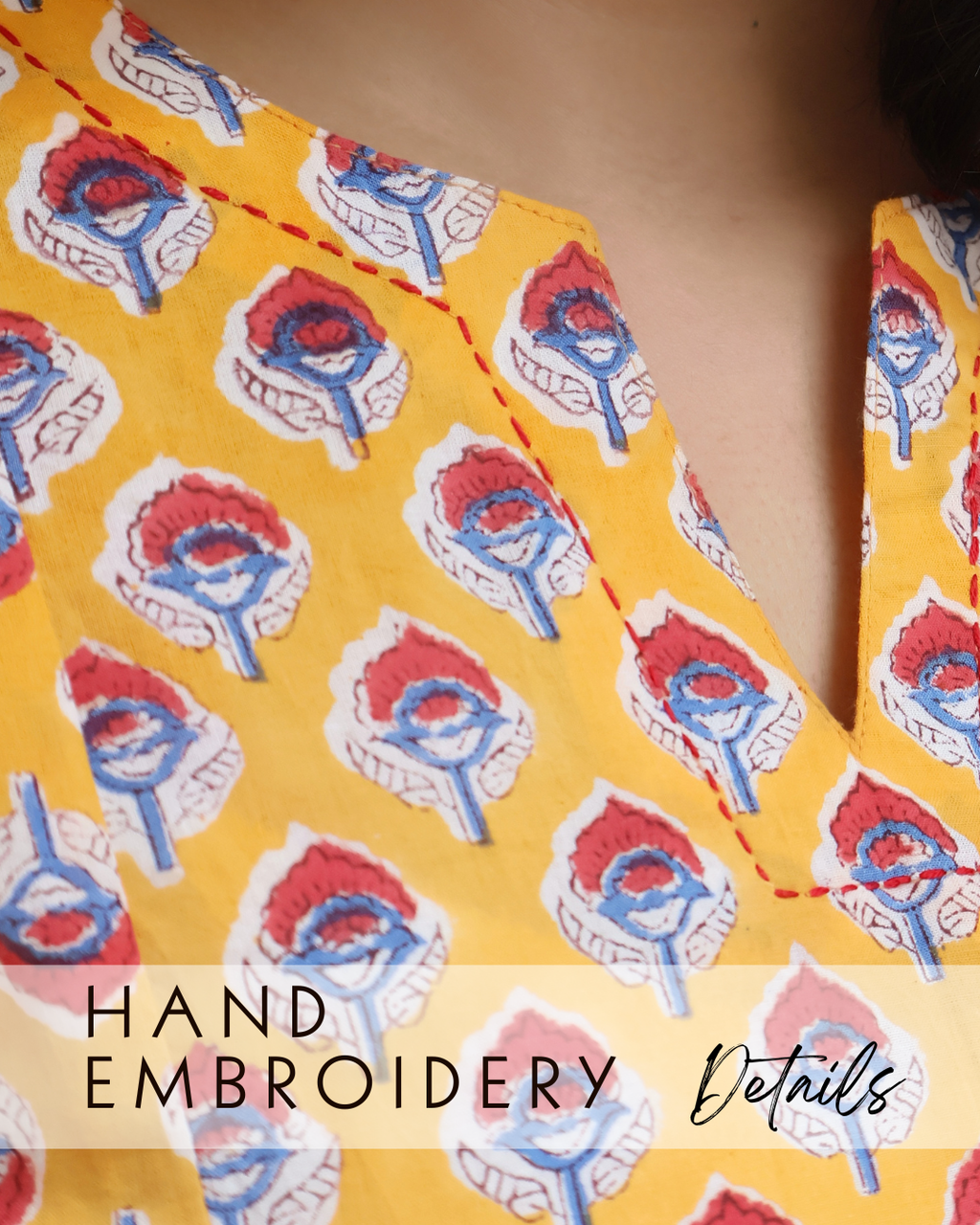 Yellow Mango Sanganeri Hand Block Cotton Kurta