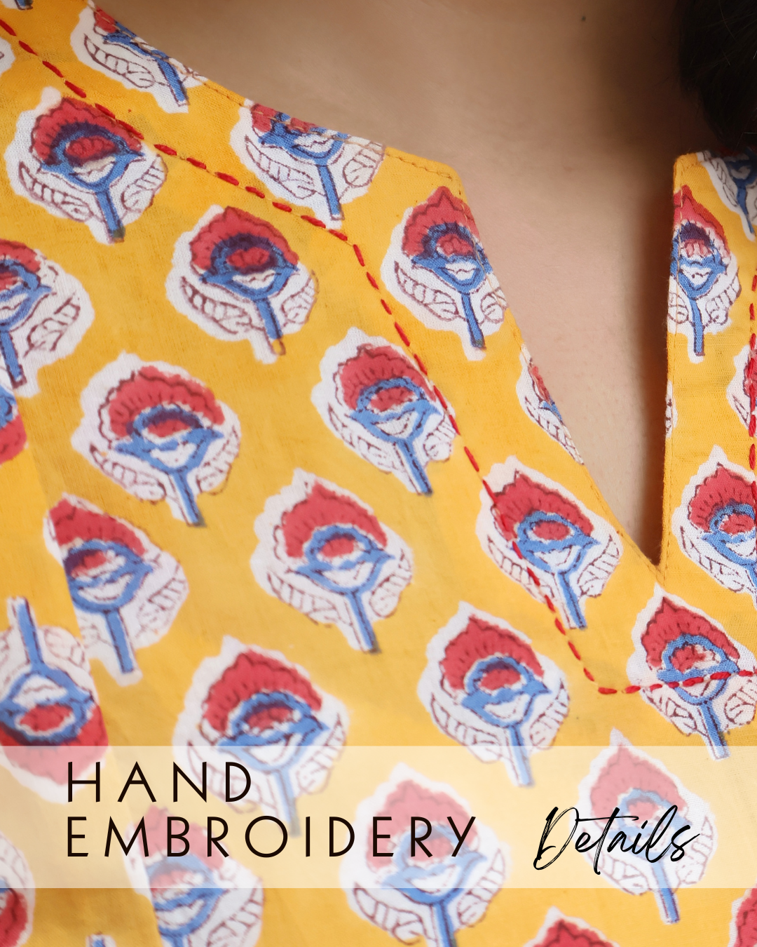 Yellow Mango Sanganeri Hand Block Cotton Kurta